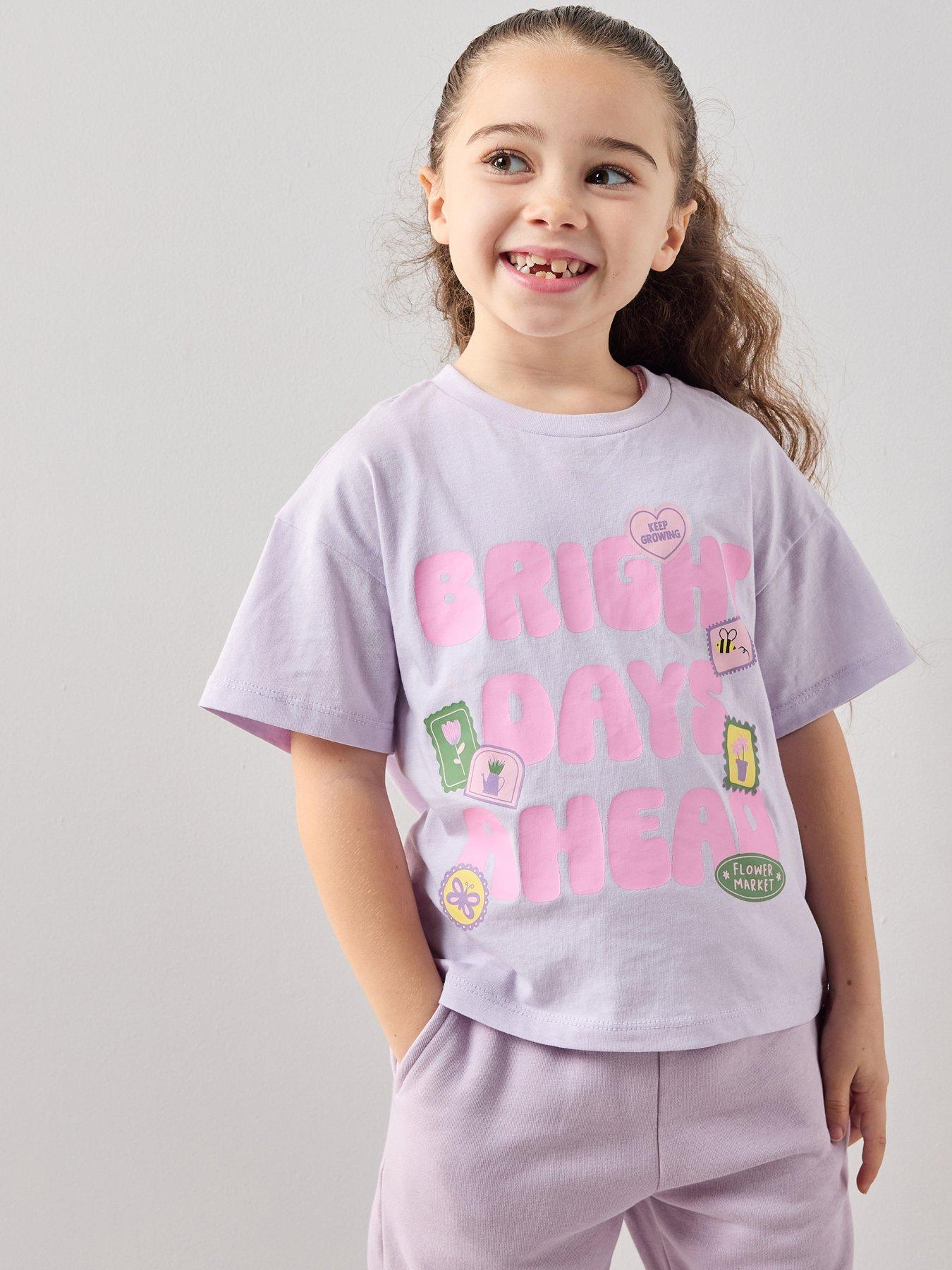 The Very Collection Girls Slogan Tshirt - Lilac
