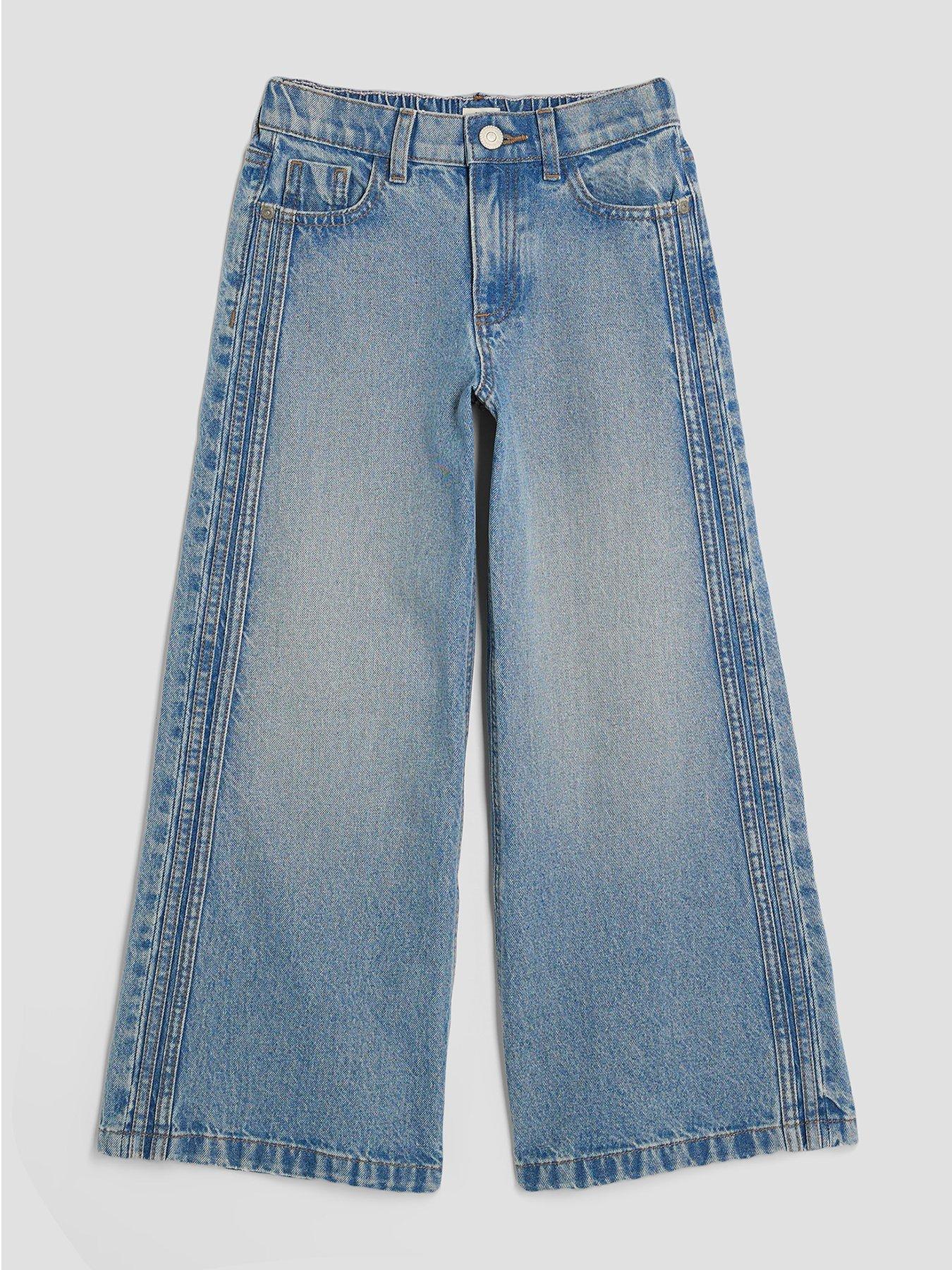 River Island Older Girls Pull On Wide Leg Jeans - Blue