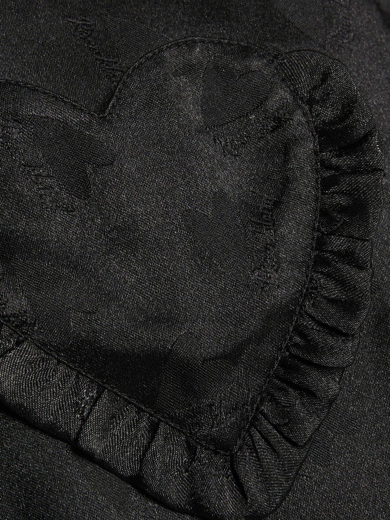 Image 5 of 5 of River Island Older Girls Satin Heart Pyjama Set - Black