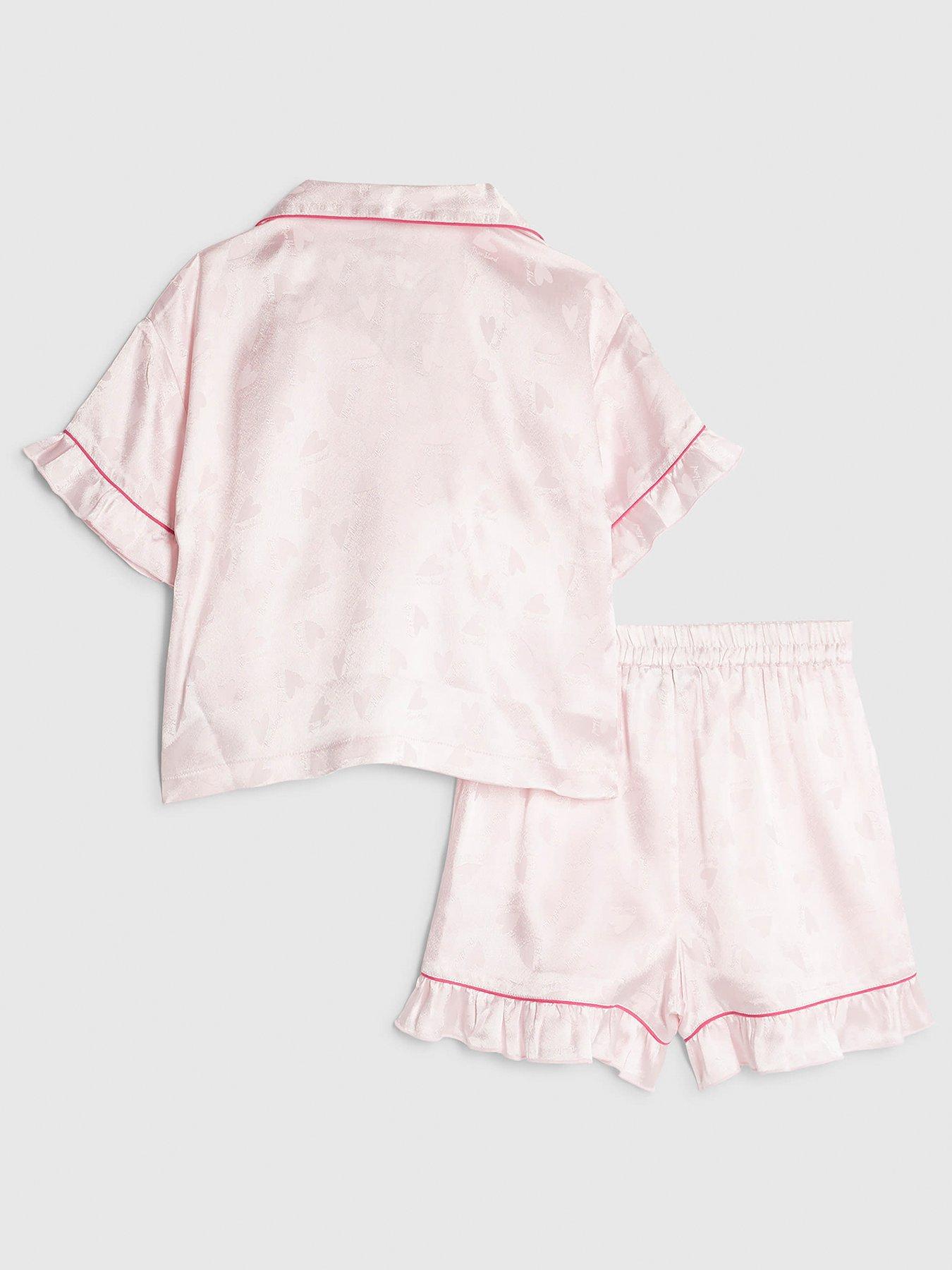  image of river-island-older-girls-satin-pyjama-short-set-pink