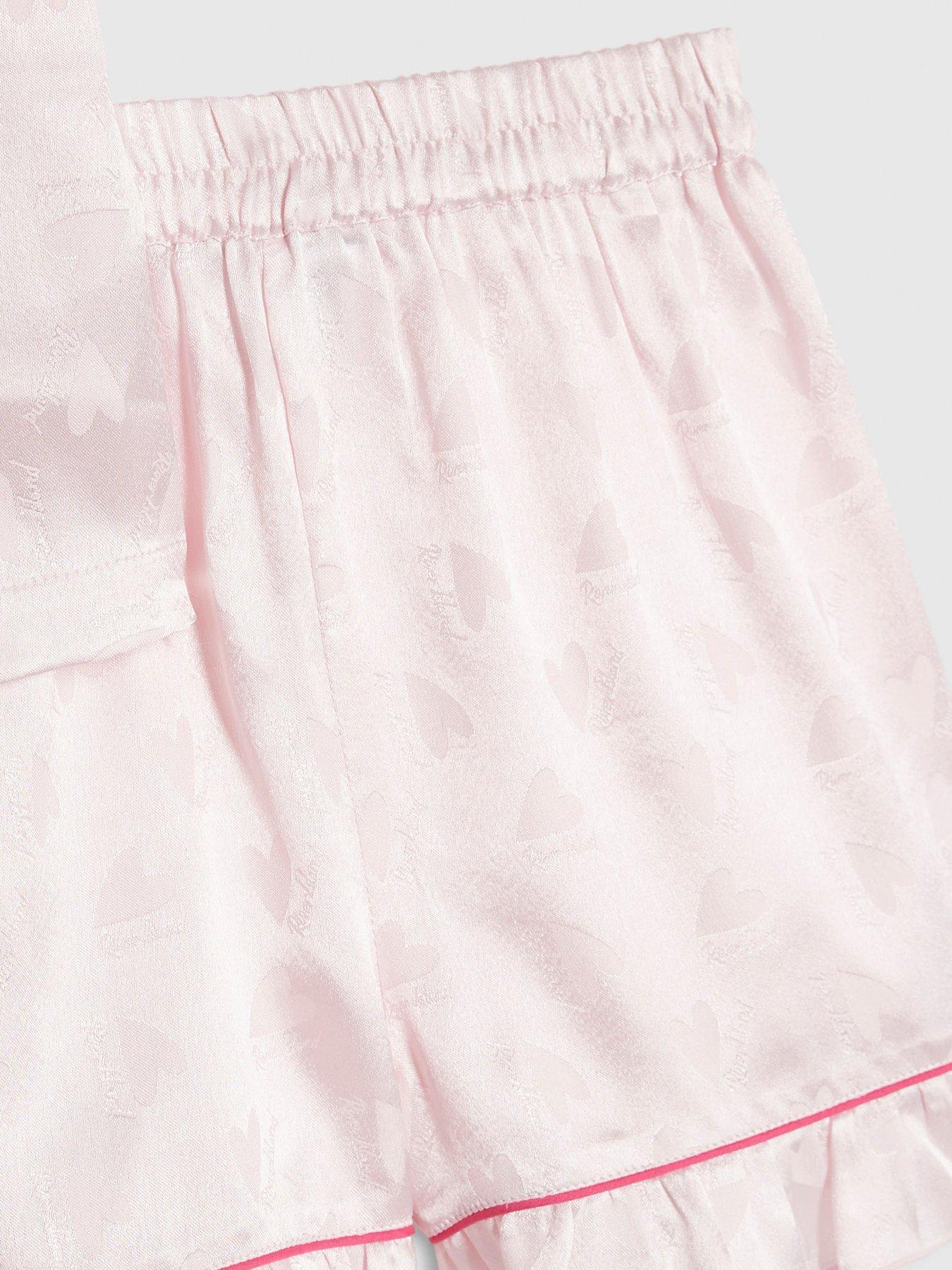  image of river-island-older-girls-satin-pyjama-short-set-pink