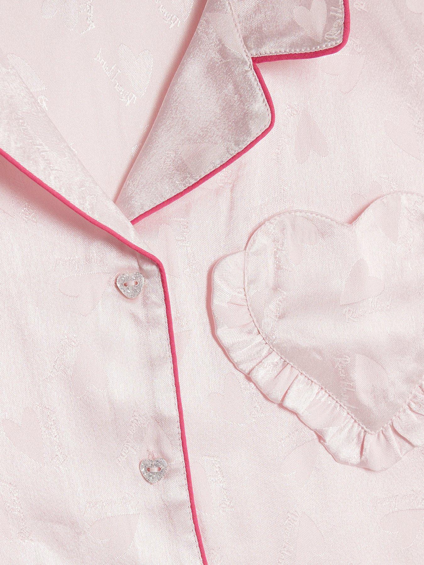  image of river-island-older-girls-satin-pyjama-short-set-pink