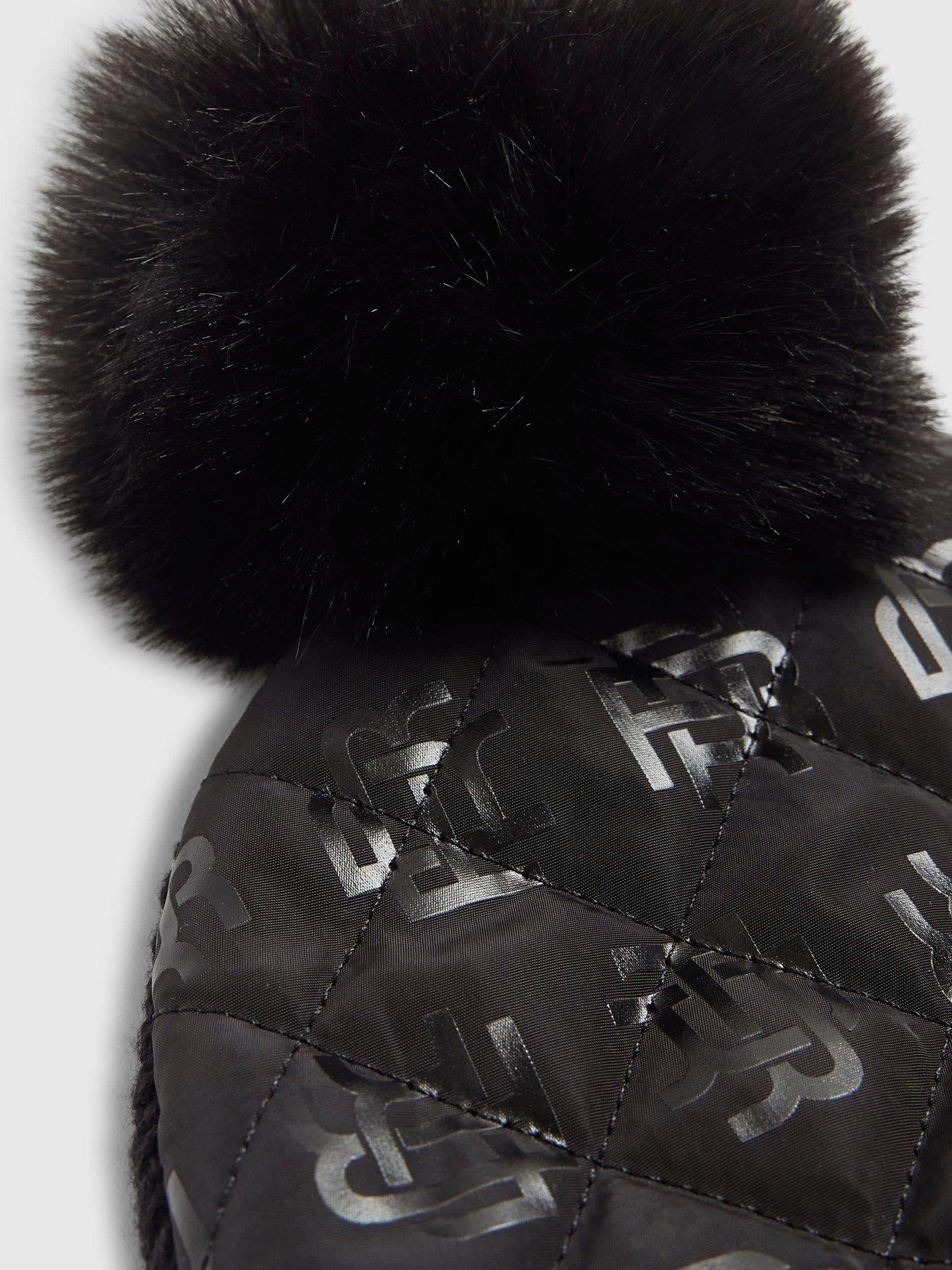 Image 3 of 4 of River Island Mini Boys Monogram Beanie Hat - Black