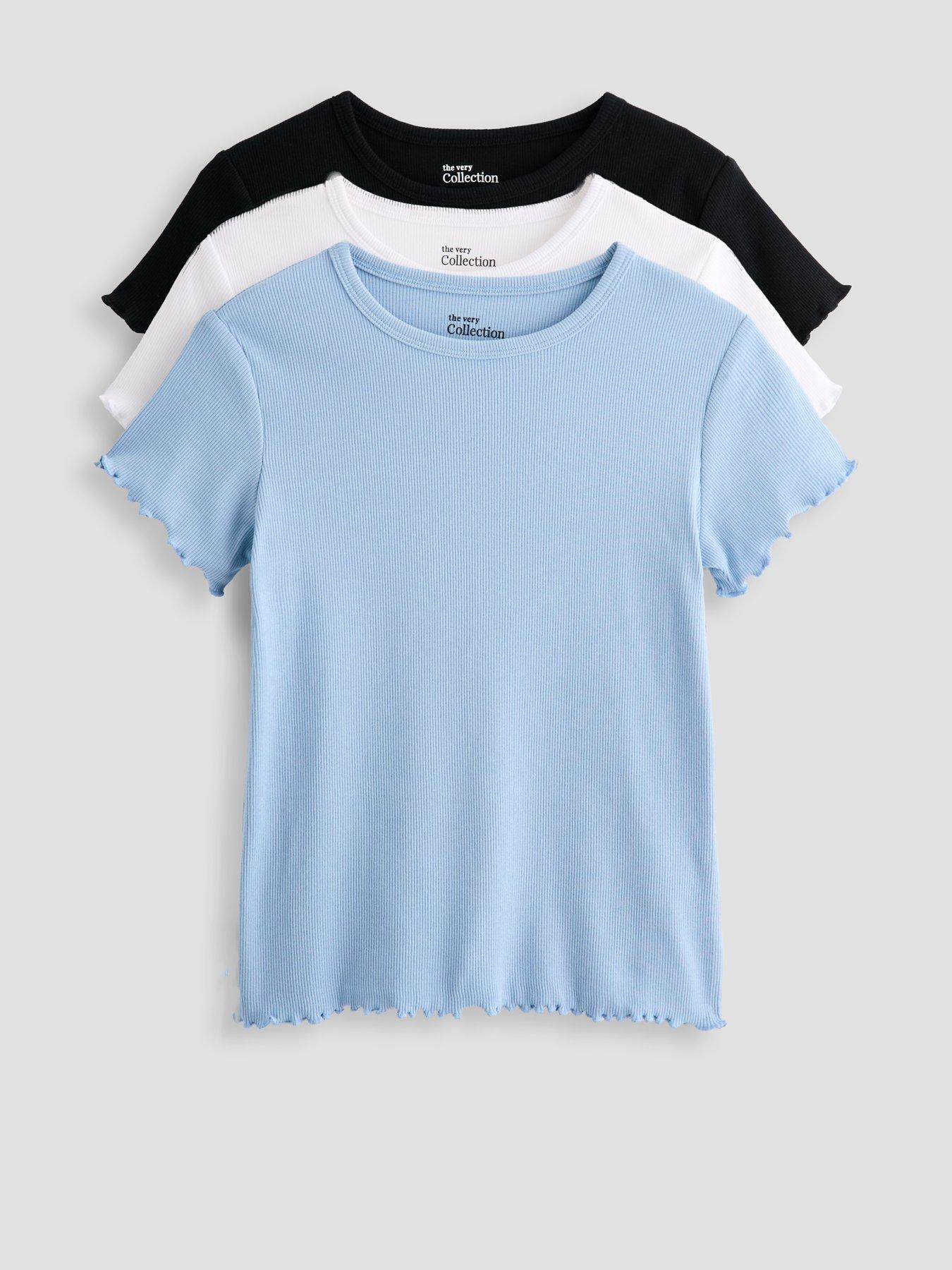 Image 1 of 4 of The Very Collection Girls 3-Pack Rib Short Sleeve Top (3 - 16 years) - Multi