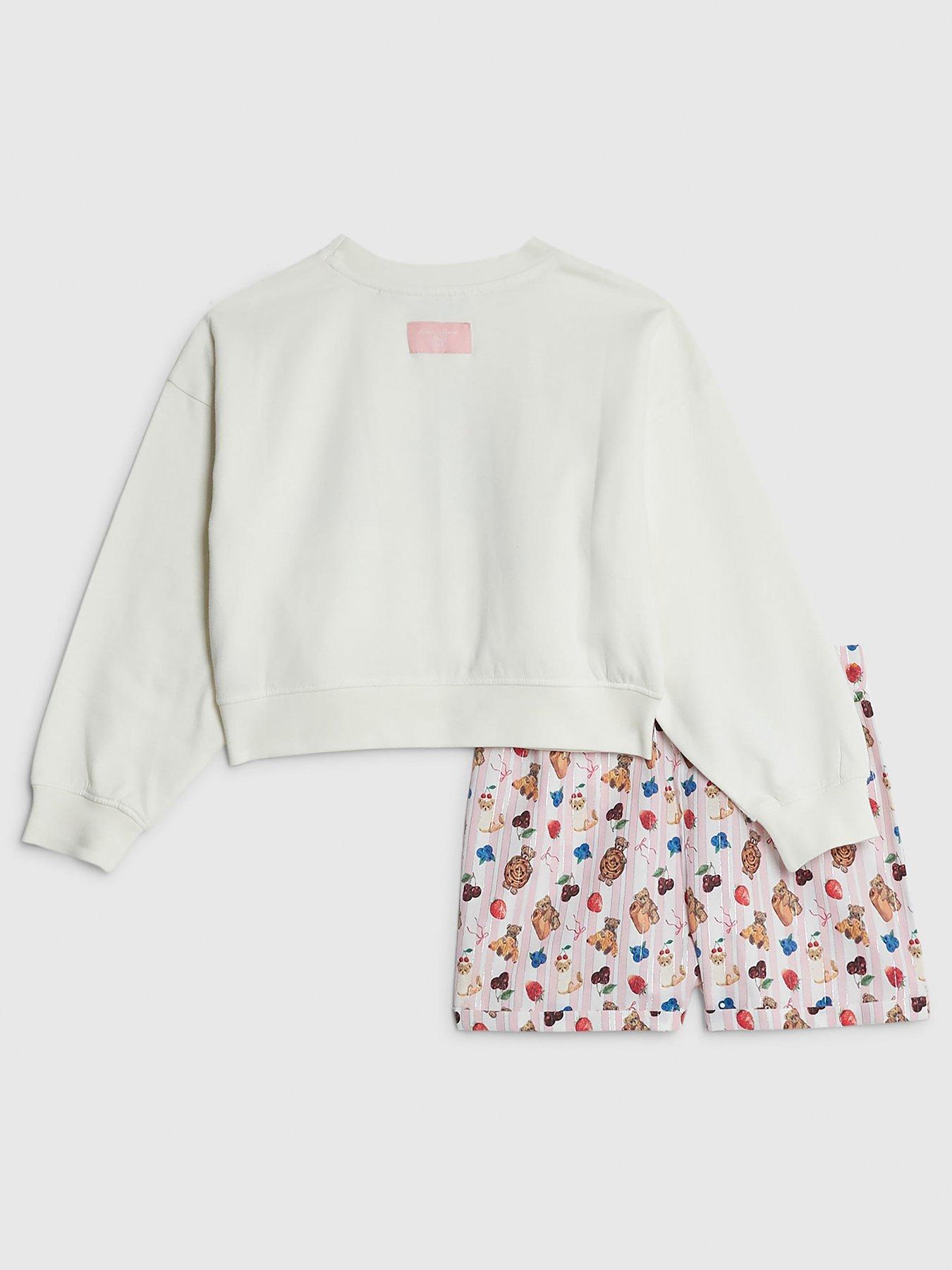 Image 2 of 5 of River Island Mini Mini Girls Pastry Bear Pyjama Set - Cream