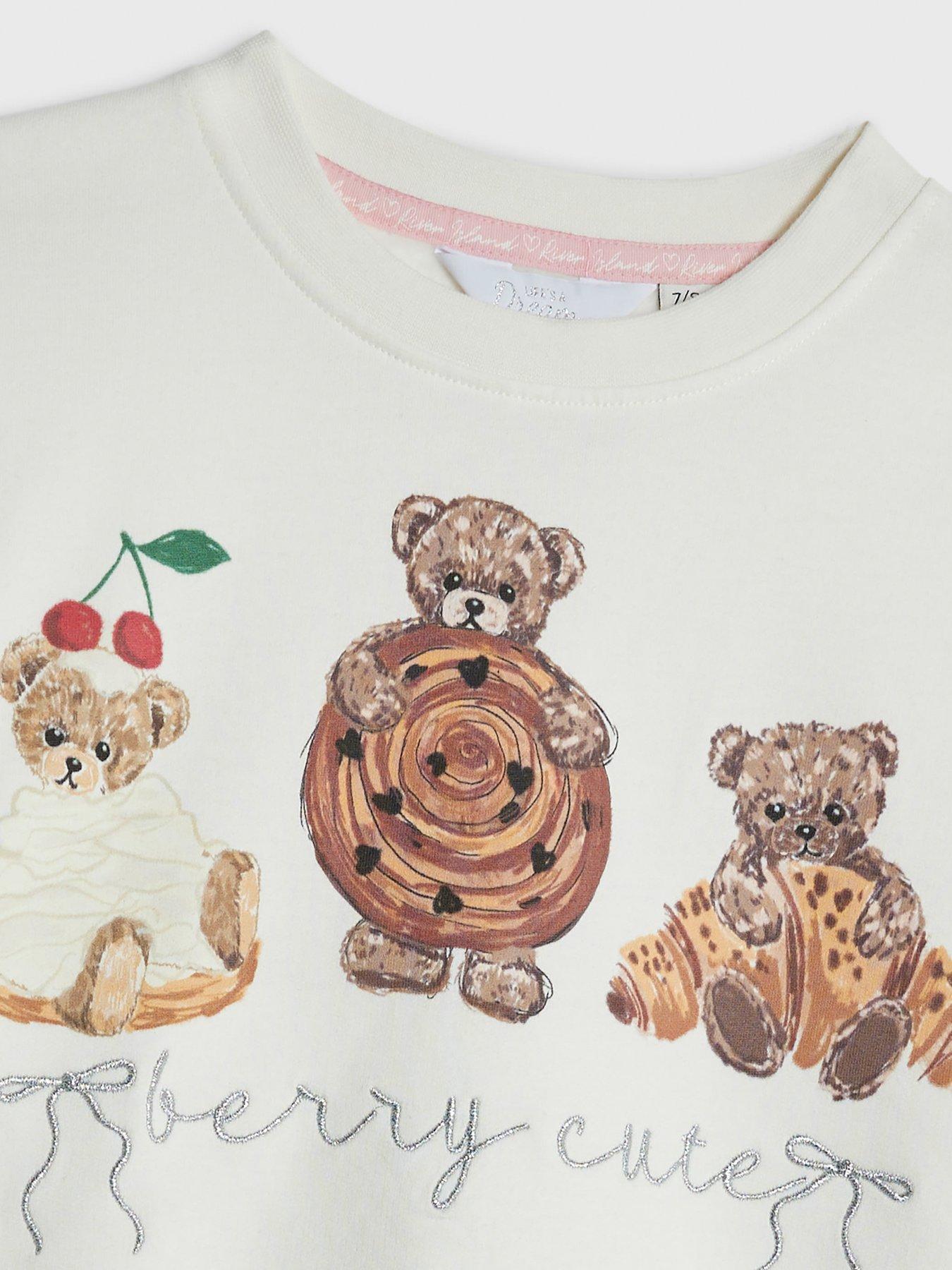 Image 4 of 5 of River Island Mini Mini Girls Pastry Bear Pyjama Set - Cream