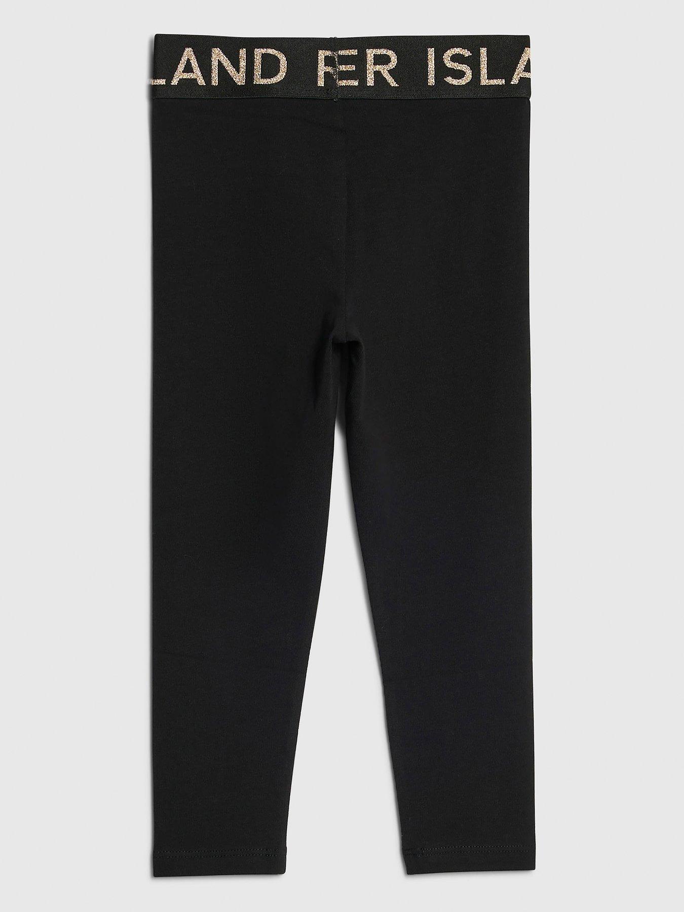 Image 2 of 3 of River Island Mini Girls Waistband Leggings - Black