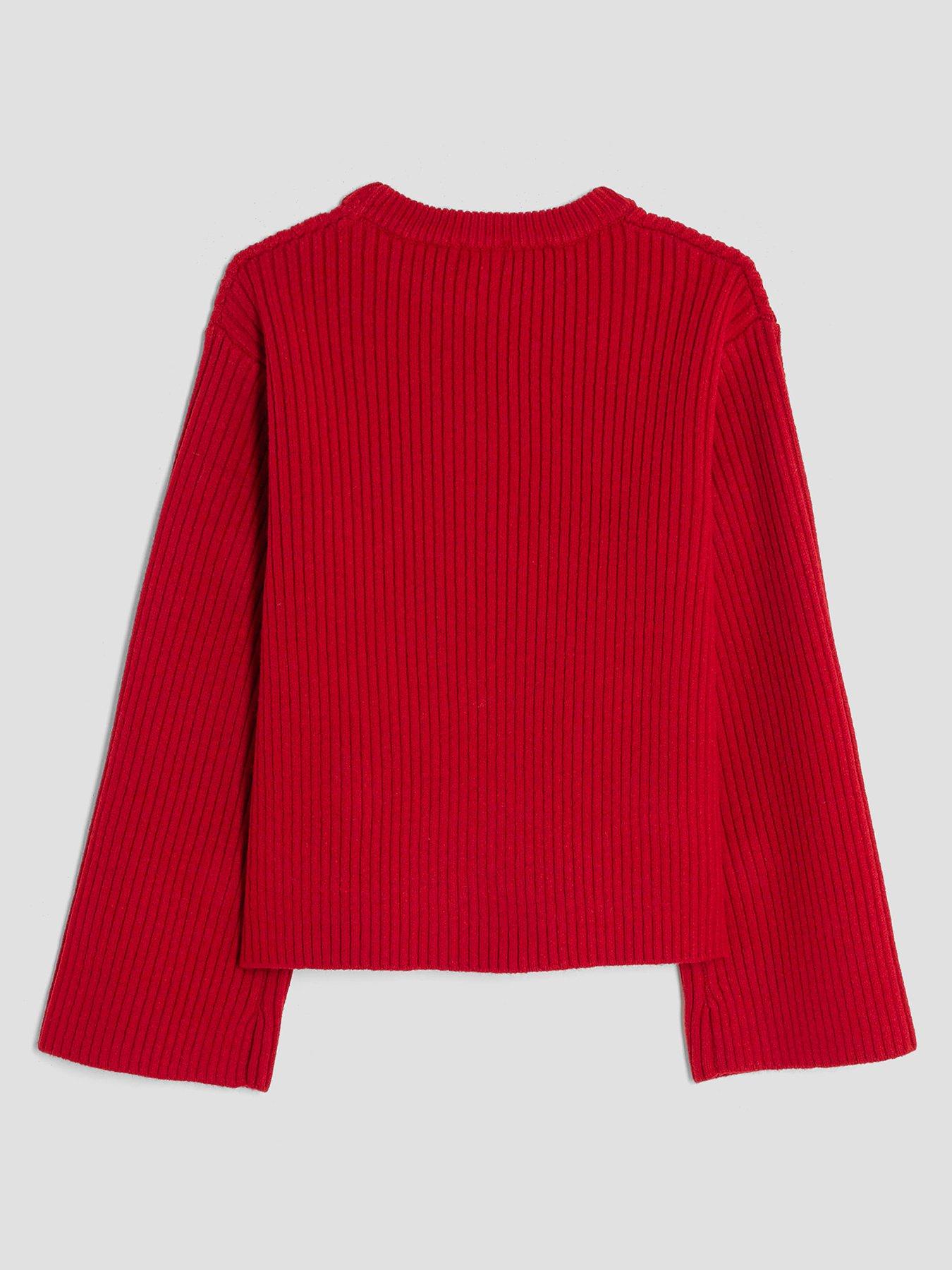  image of river-island-older-girls-embellished-heart-jumper-red