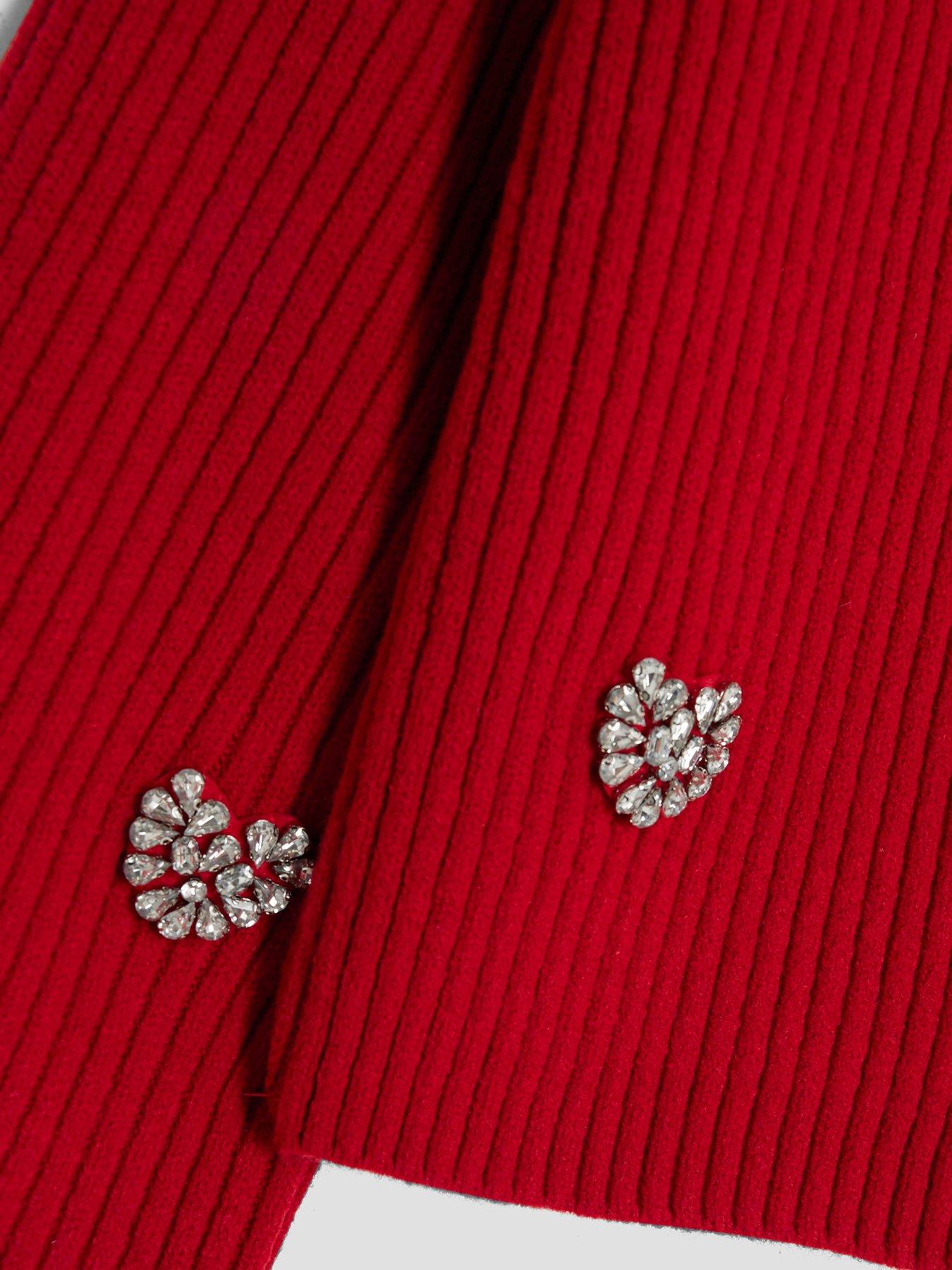  image of river-island-older-girls-embellished-heart-jumper-red