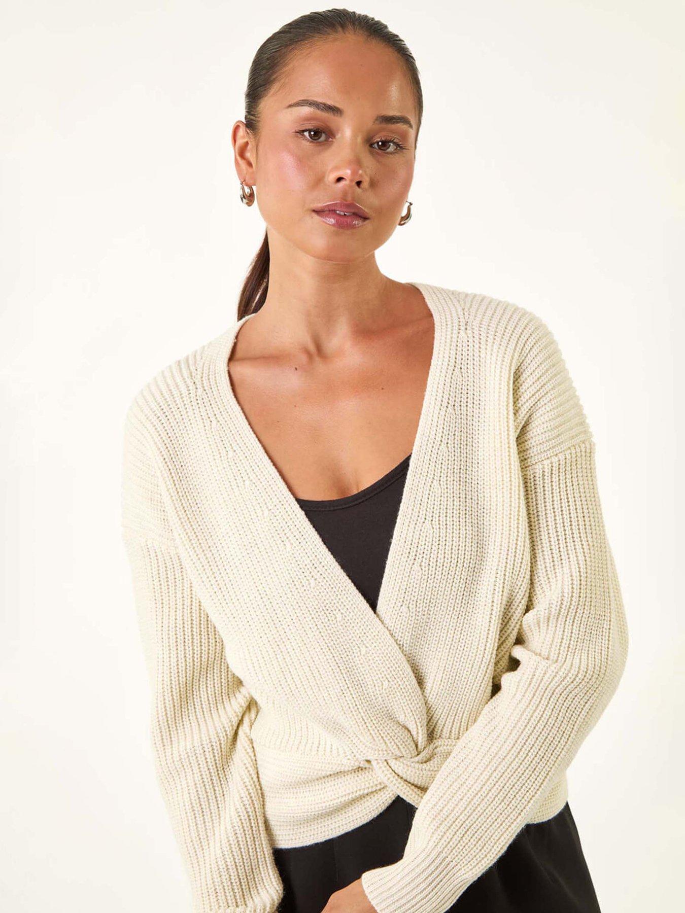 undefined Petite Twist Front Knit Jumper - Ivory