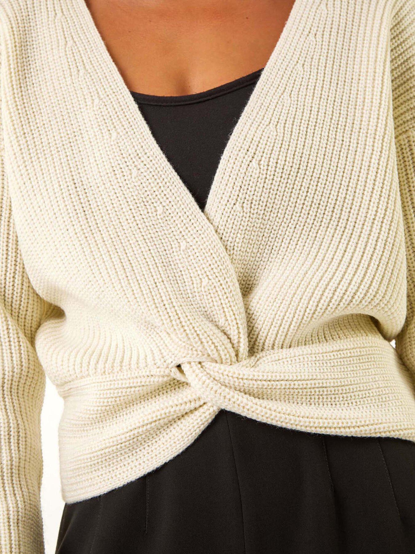 Image 5 of 5 of Roman Petite Twist Front Knit Jumper - Ivory