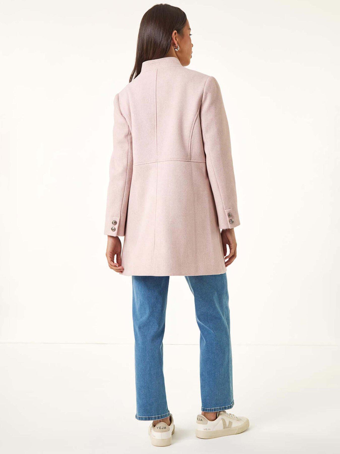 Image 2 of 5 of Roman Petite Military Buttoned Coat - Light Pink