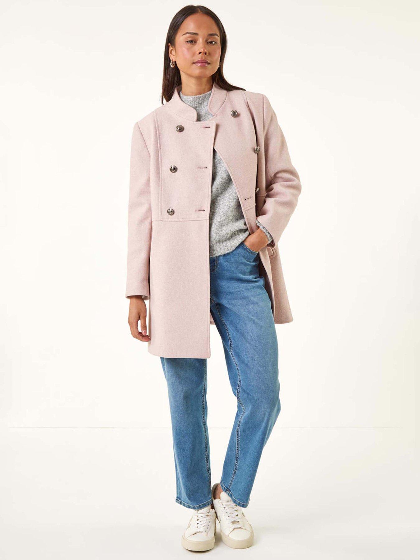 Image 3 of 5 of Roman Petite Military Buttoned Coat - Light Pink