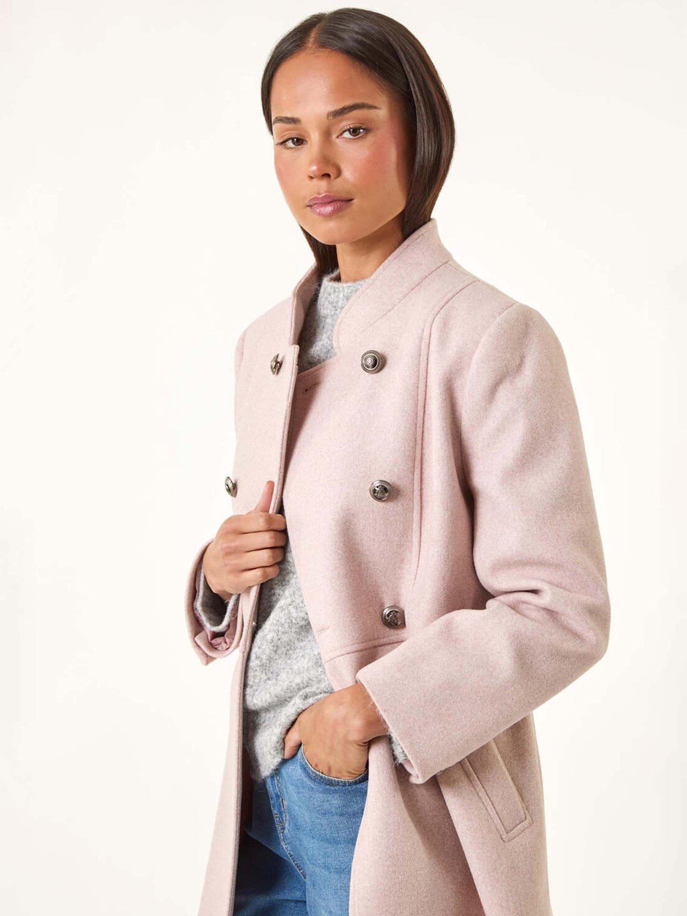 Image 4 of 5 of Roman Petite Military Buttoned Coat - Light Pink