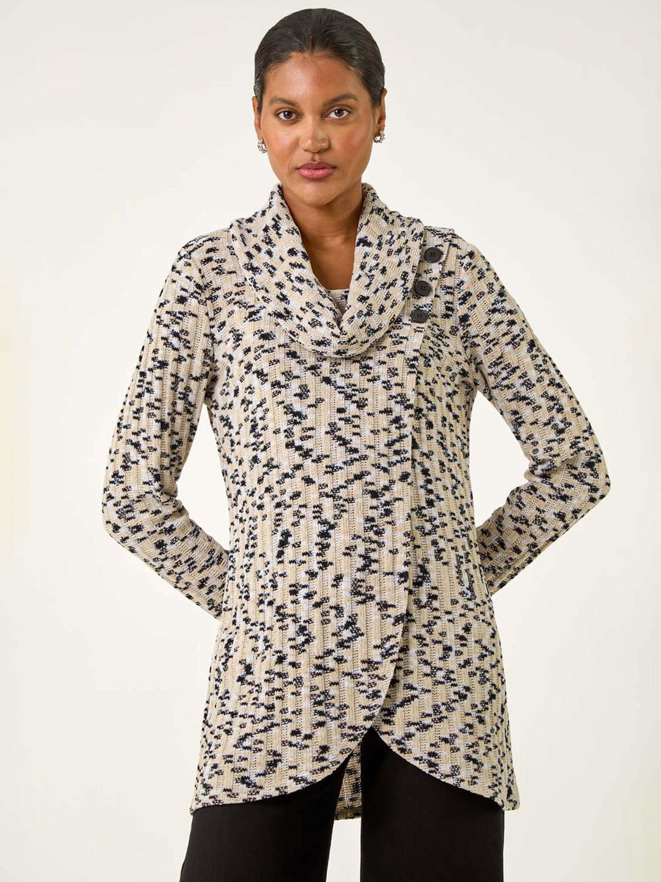 undefined Chenille Cowl Neck Tunic Top - Cream