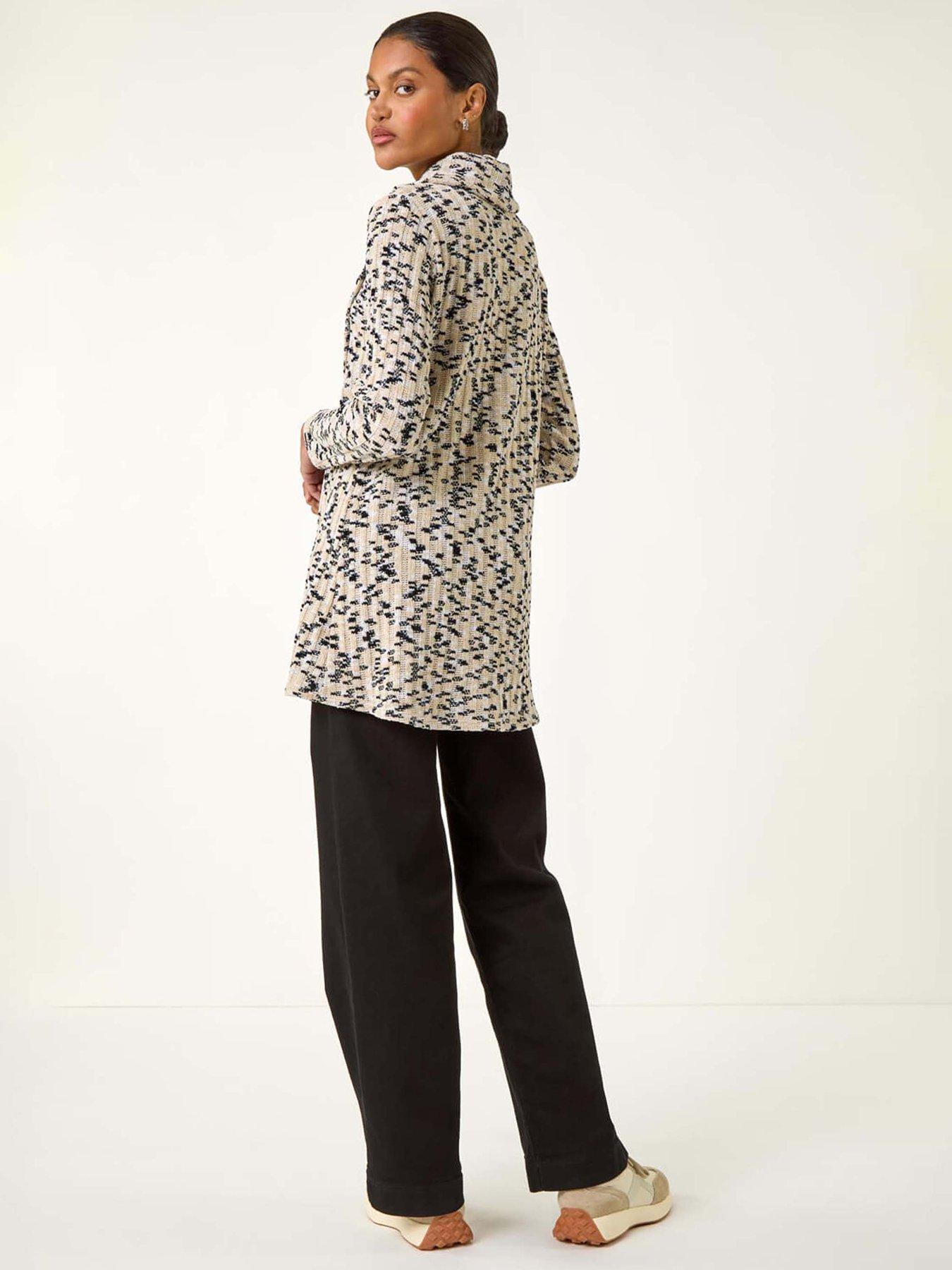 Image 2 of 5 of Roman Chenille Cowl Neck Tunic Top - Cream