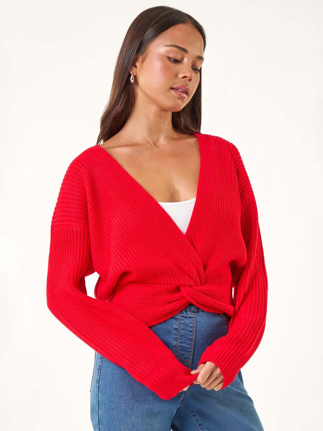 undefined Petite Twist Front Knit Jumper - Red
