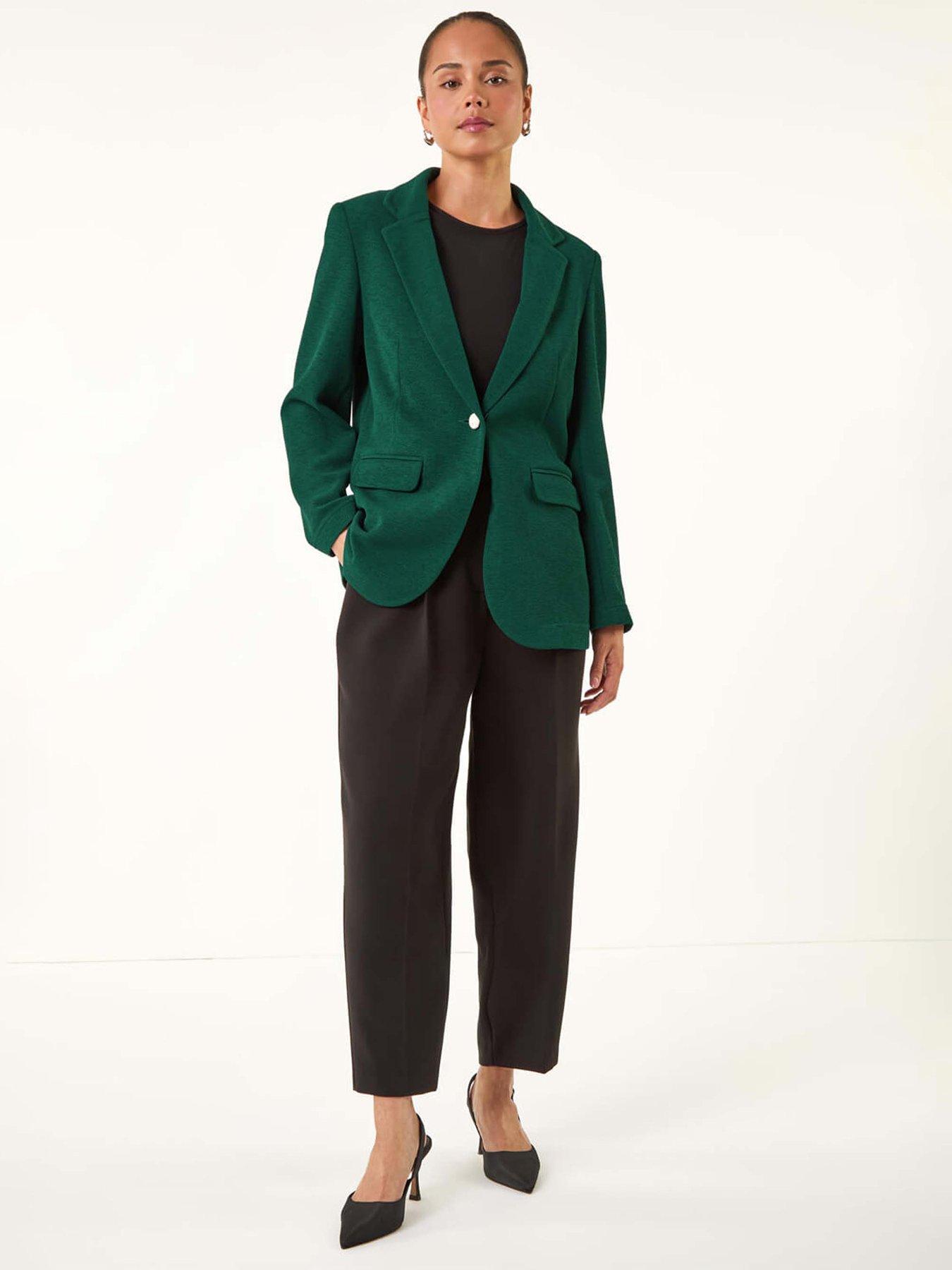 undefined Petite Textured Buttoned Blazer - Teal