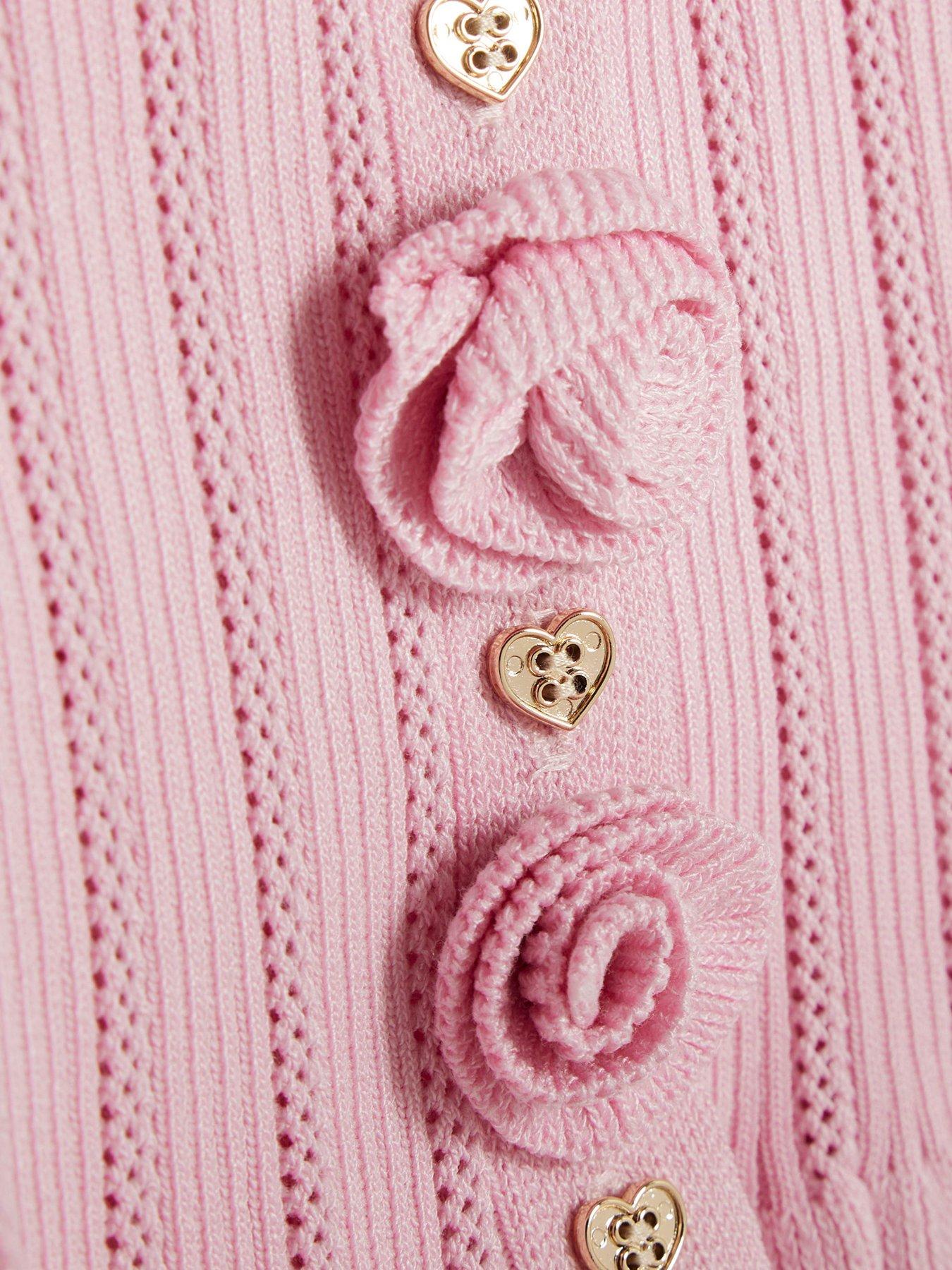  image of river-island-baby-girls-rose-cardigan-set-pink