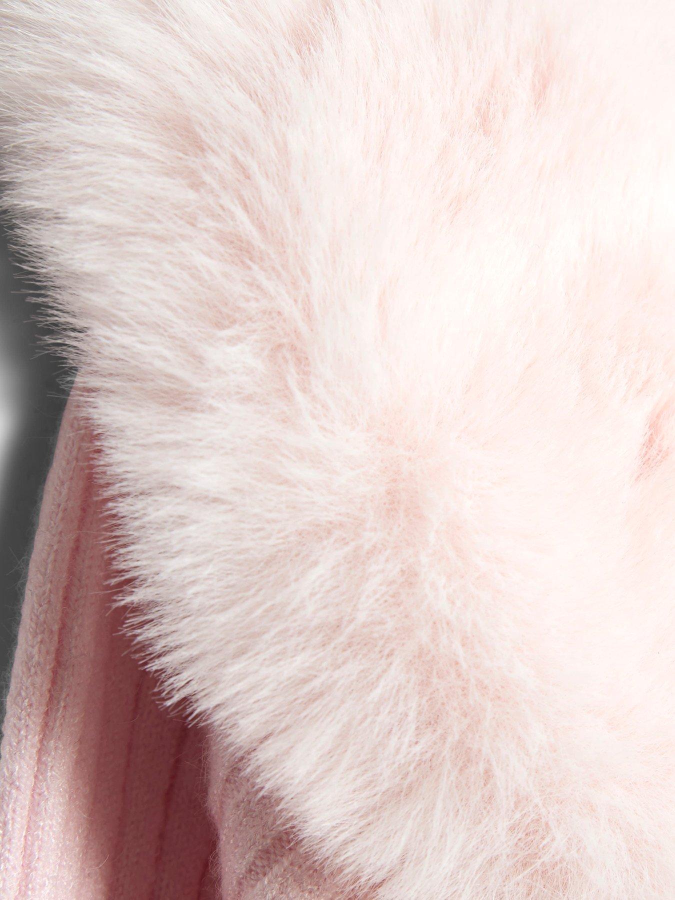 Image 4 of 4 of River Island Baby Girls Heart Fur Collared Cardigan Set - Pink
