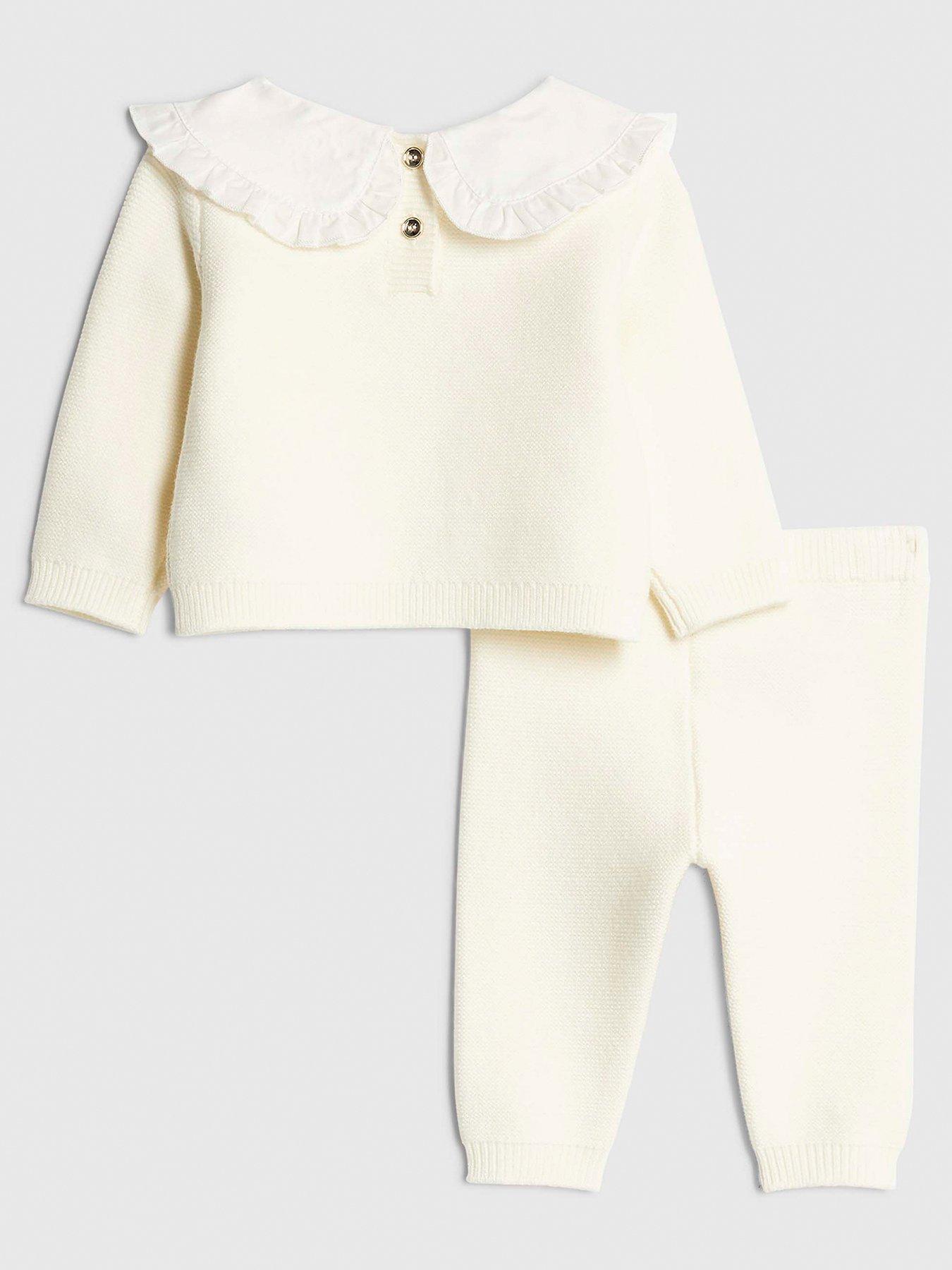  image of river-island-baby-girls-rose-bud-jumper-set-cream