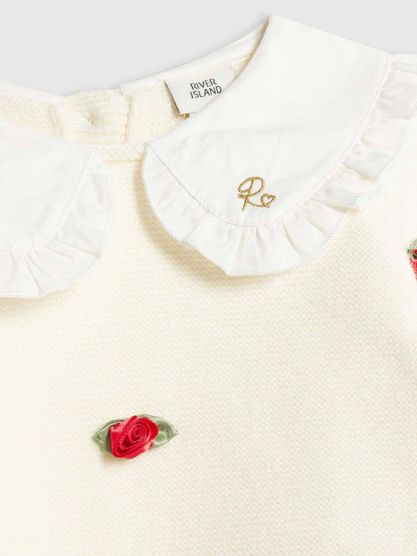  image of river-island-baby-girls-rose-bud-jumper-set-cream