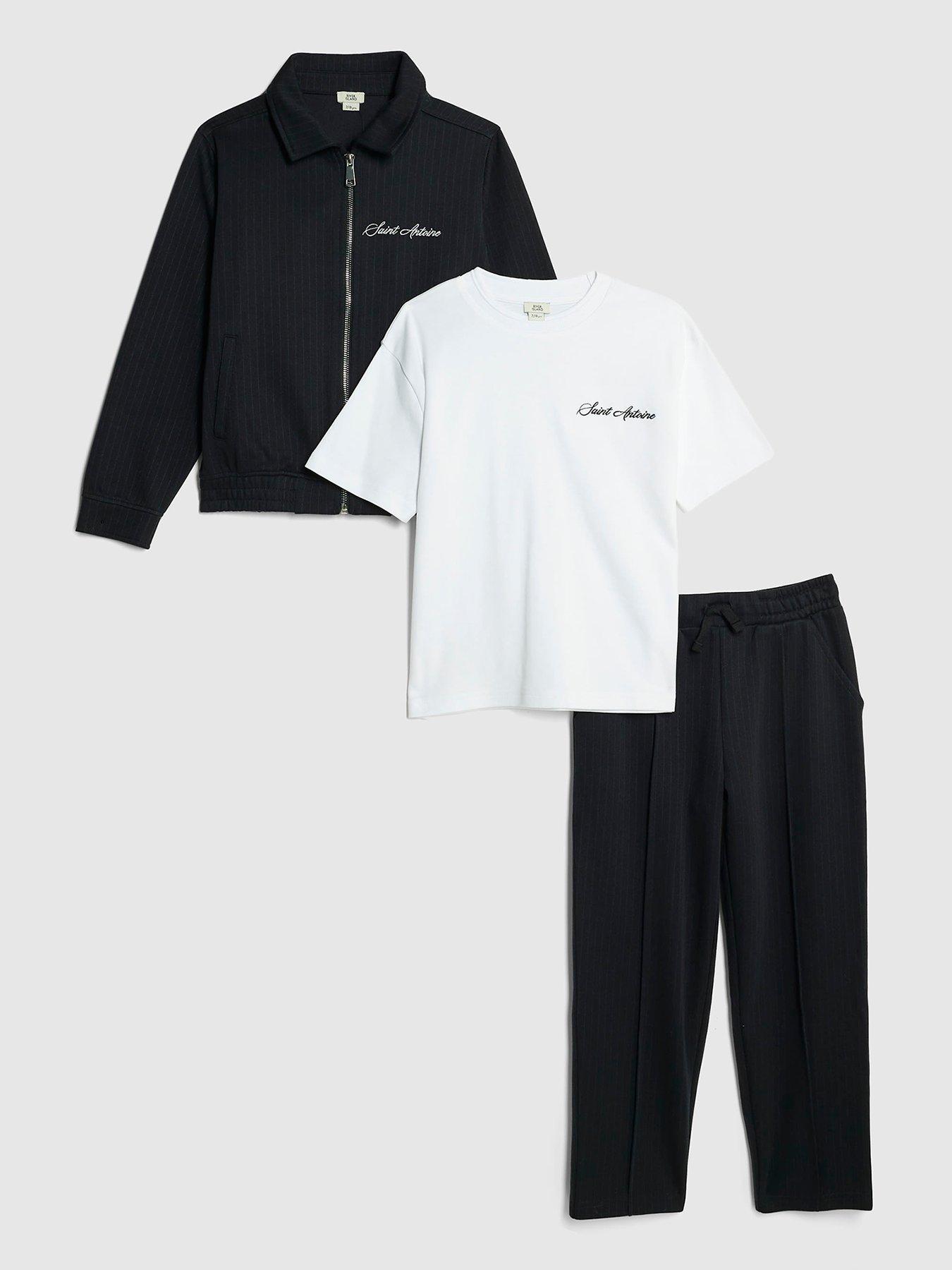 River Island Older Boys Pinstripe Shirt 3 Piece Set - Dark Blue