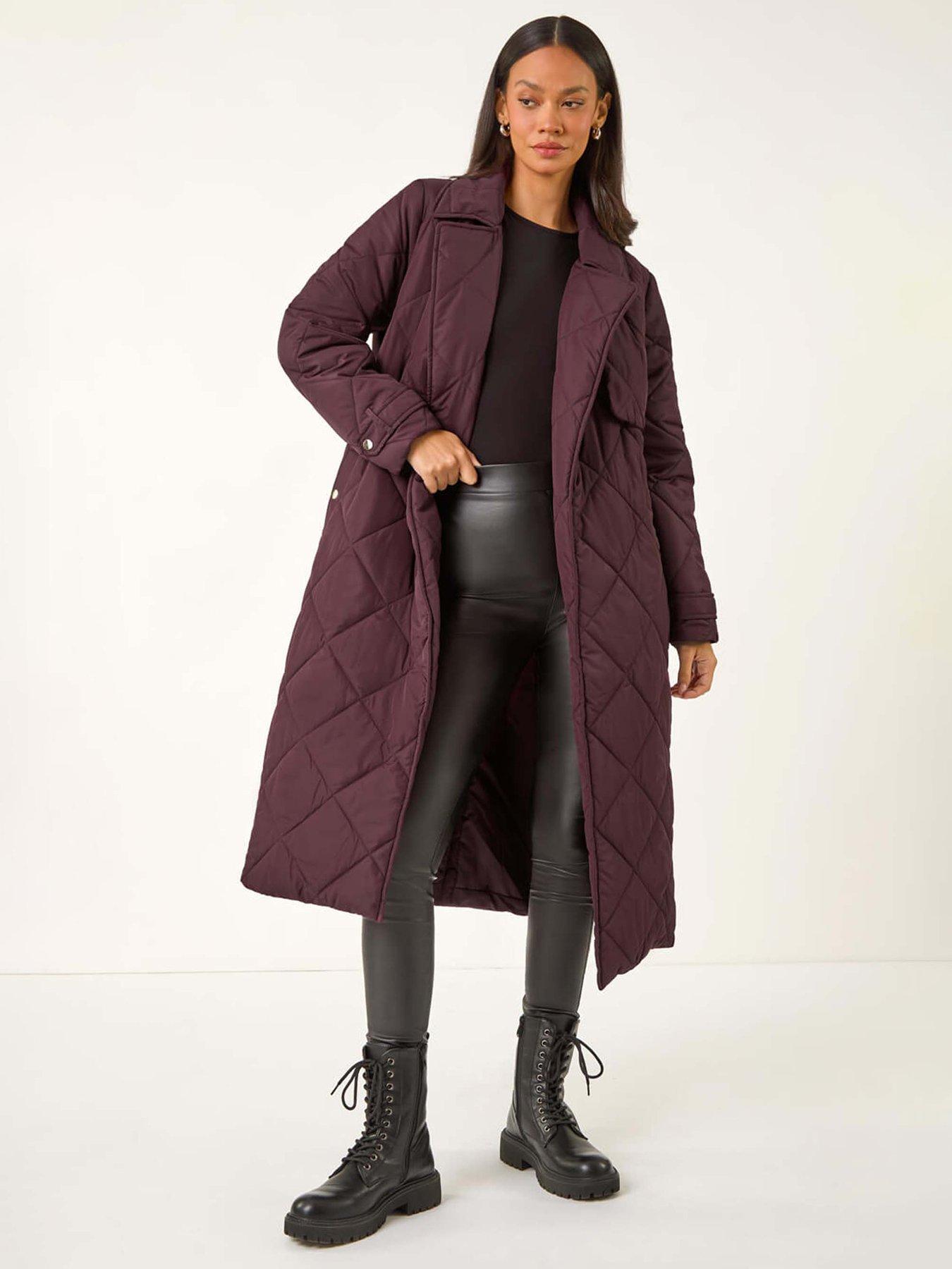  image of roman-dusk-chevron-wrap-quilted-puffer-coat-wine
