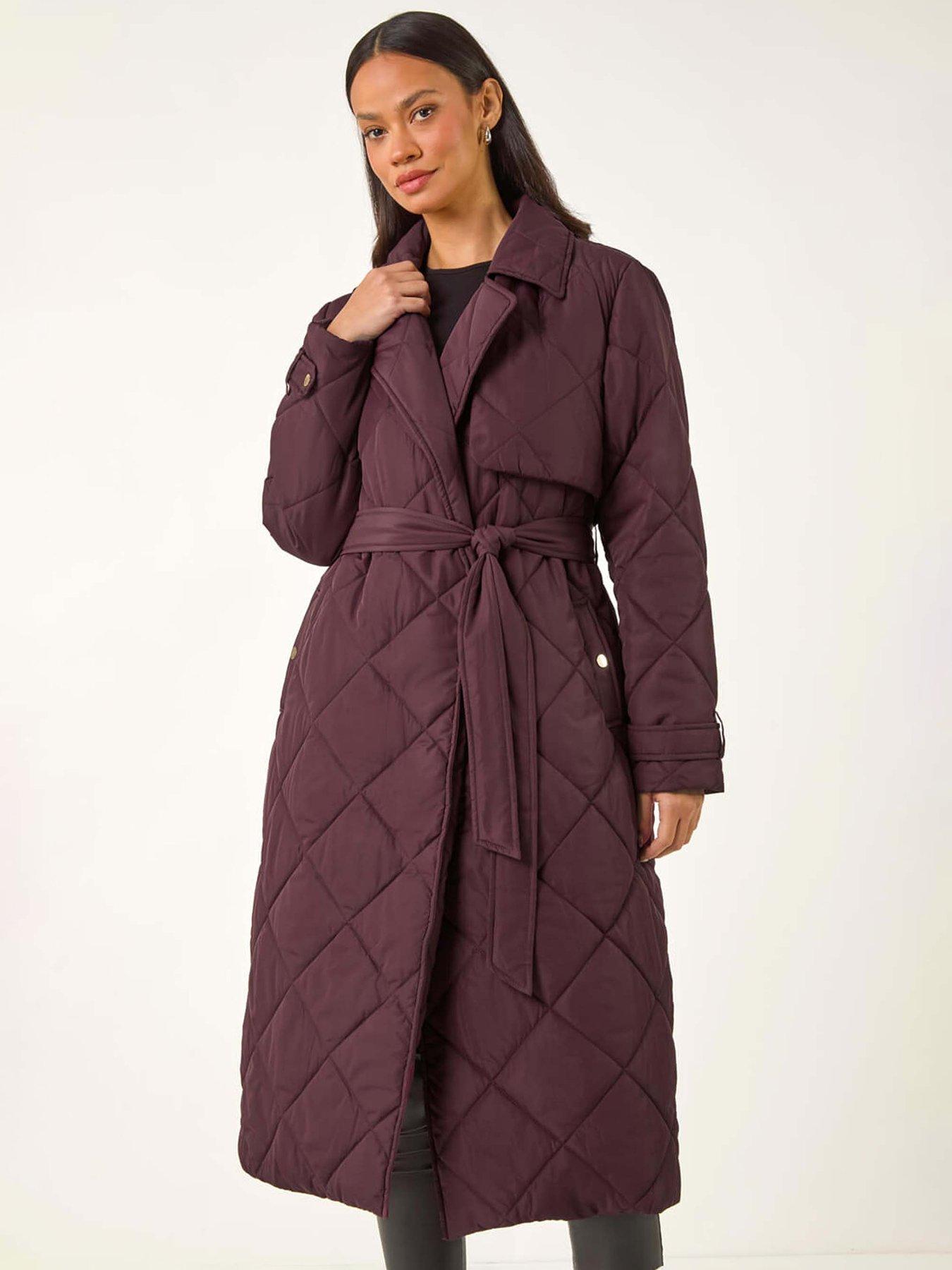  image of roman-dusk-chevron-wrap-quilted-puffer-coat-wine