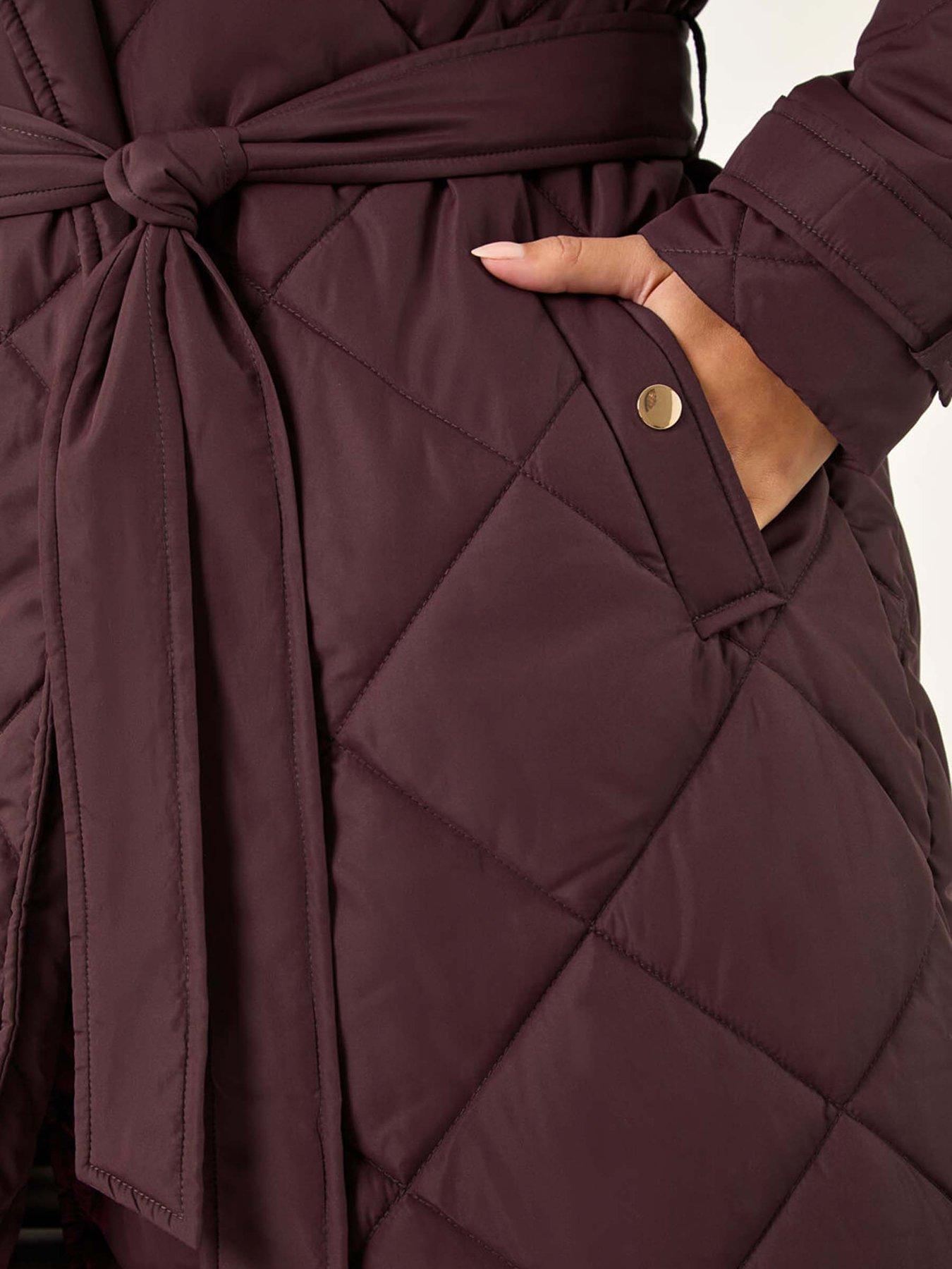  image of roman-dusk-chevron-wrap-quilted-puffer-coat-wine
