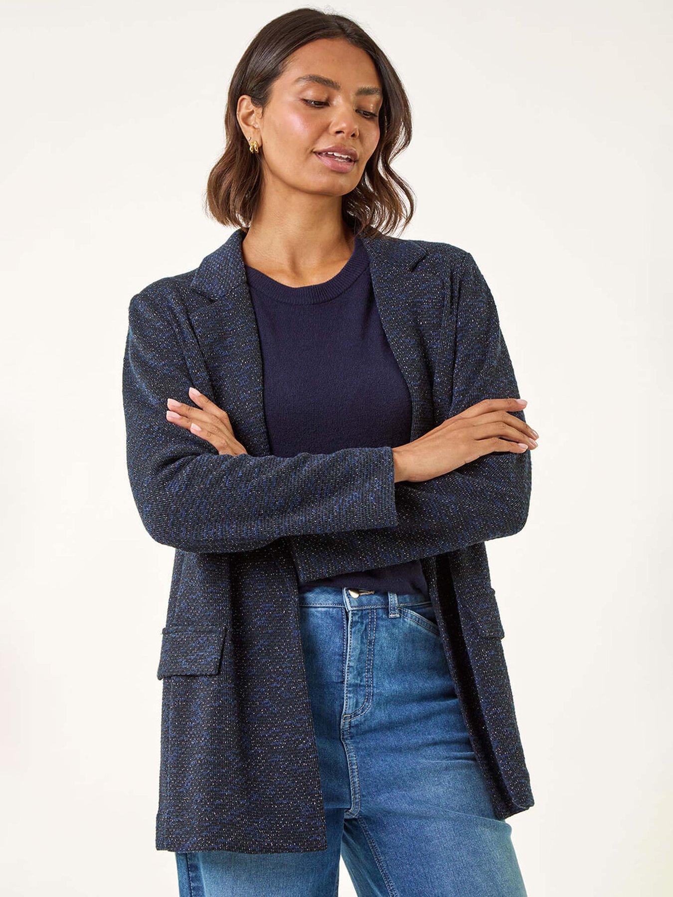 undefined Boucle Jersey Blazer - Navy