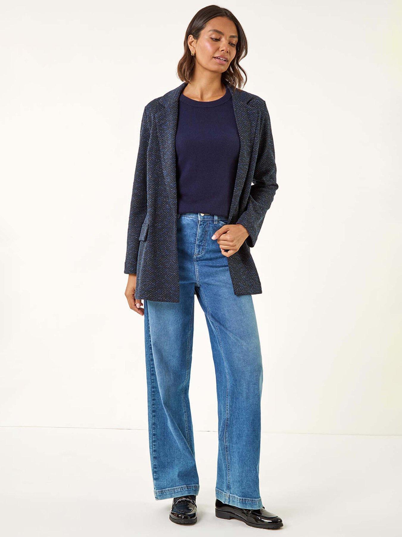 Image 3 of 5 of Roman Boucle Jersey Blazer - Navy