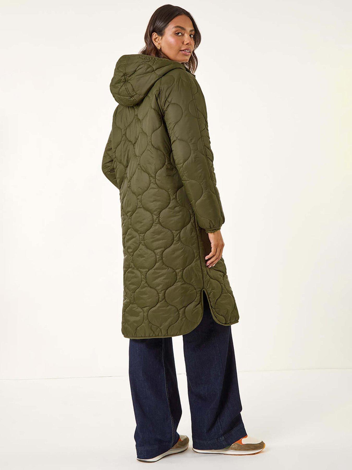 Image 2 of 5 of Roman Quilted Hooded Coat - Khaki