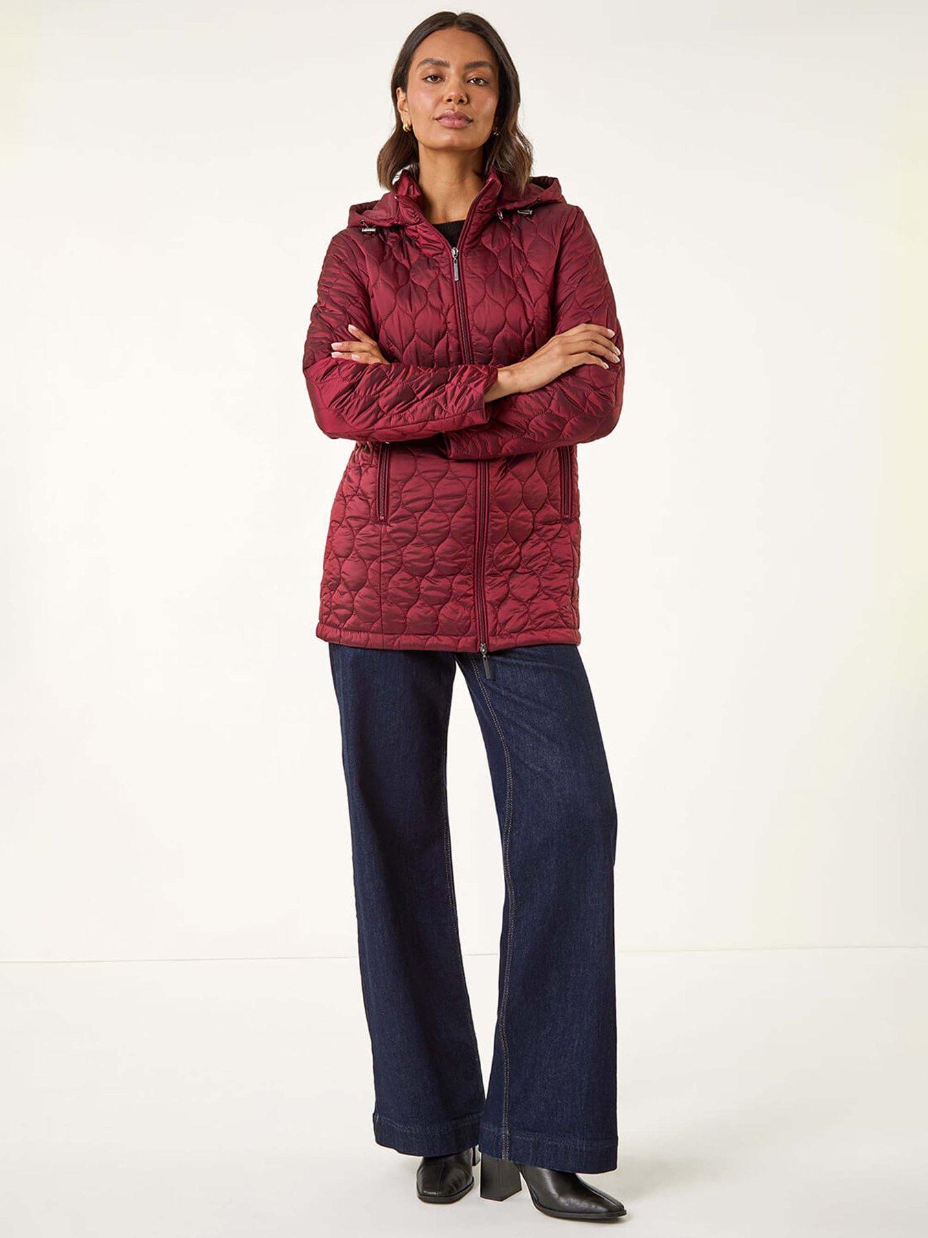 undefined Hooded Quilted Puffer Coat - Red