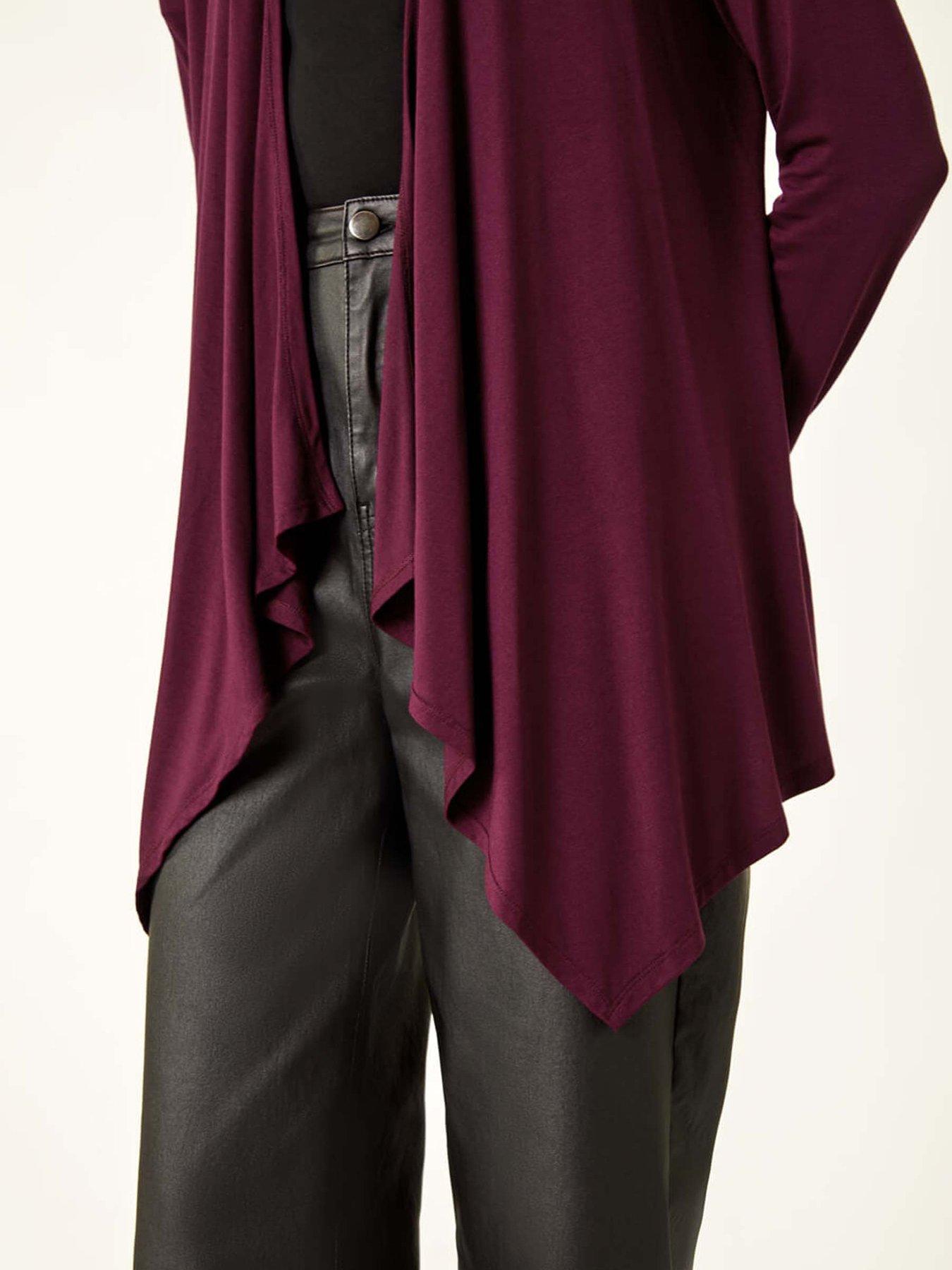 Image 5 of 5 of Roman Waterfall Stretch Cardigan - Burgundy