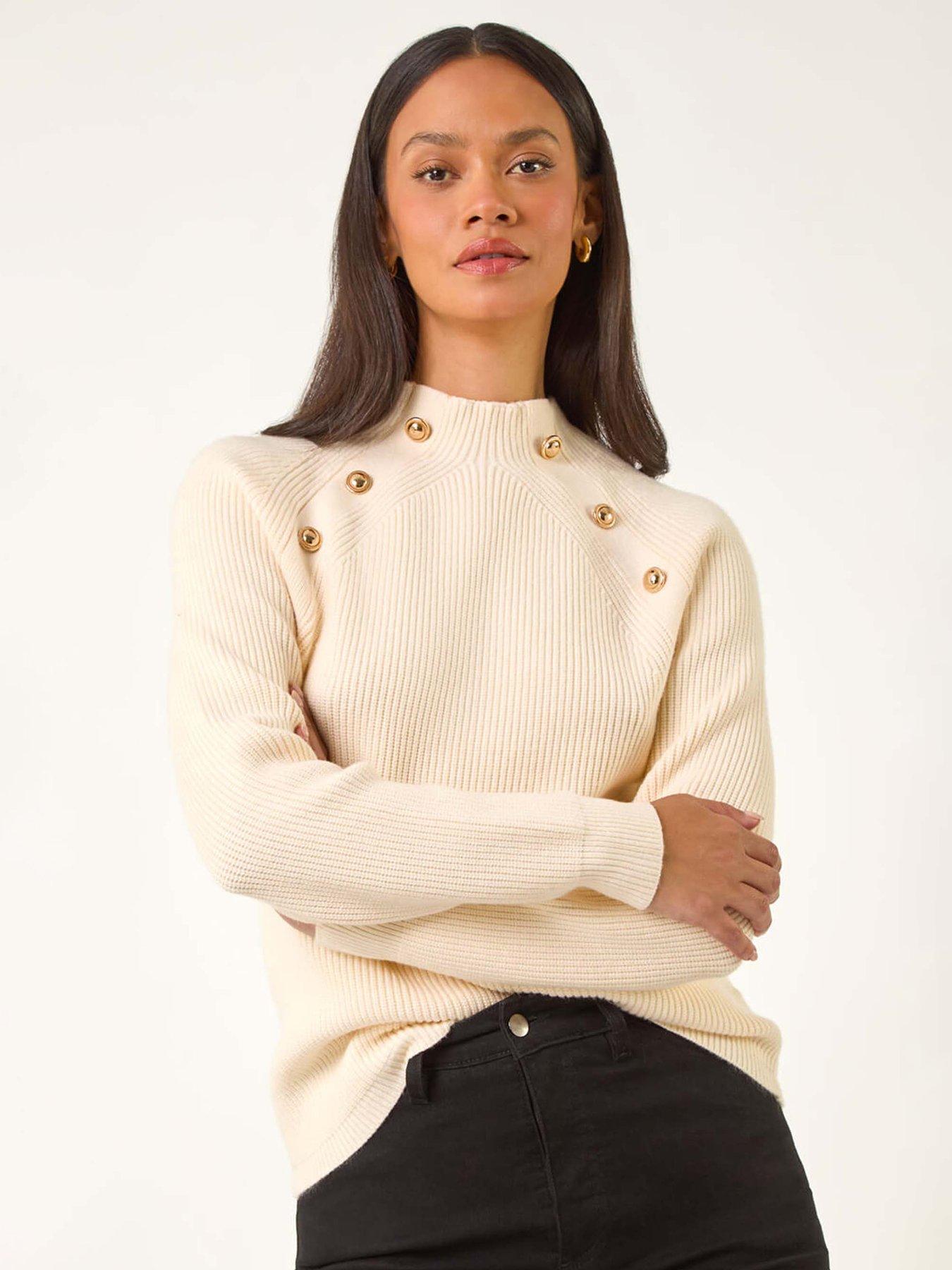 Image 1 of 5 of Roman Dusk Raglan Ribbed Knit Jumper - Ivory