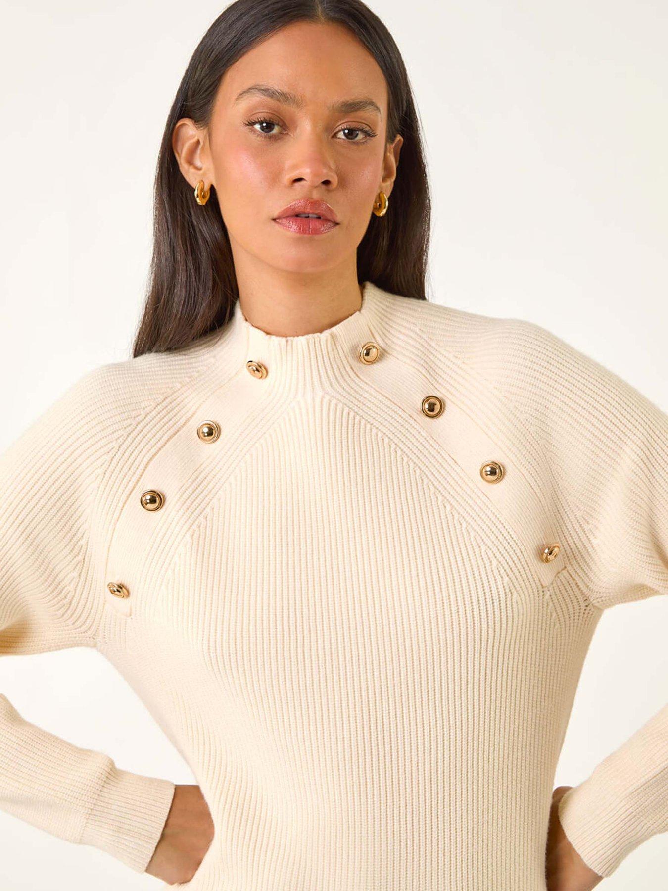 Image 4 of 5 of Roman Dusk Raglan Ribbed Knit Jumper - Ivory