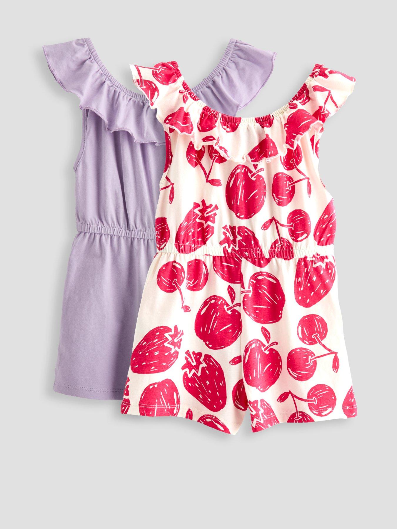 Image 1 of 5 of The Very Collection Girls 2 Pack Jersey Playsuits - Multi