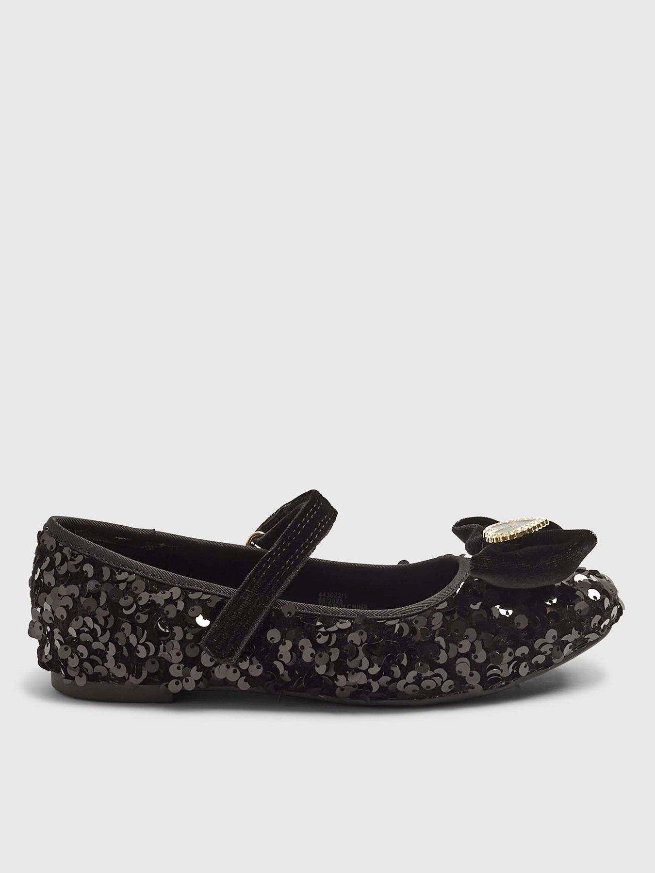  image of river-island-older-girls-bow-sequin-ballet-pumps-black