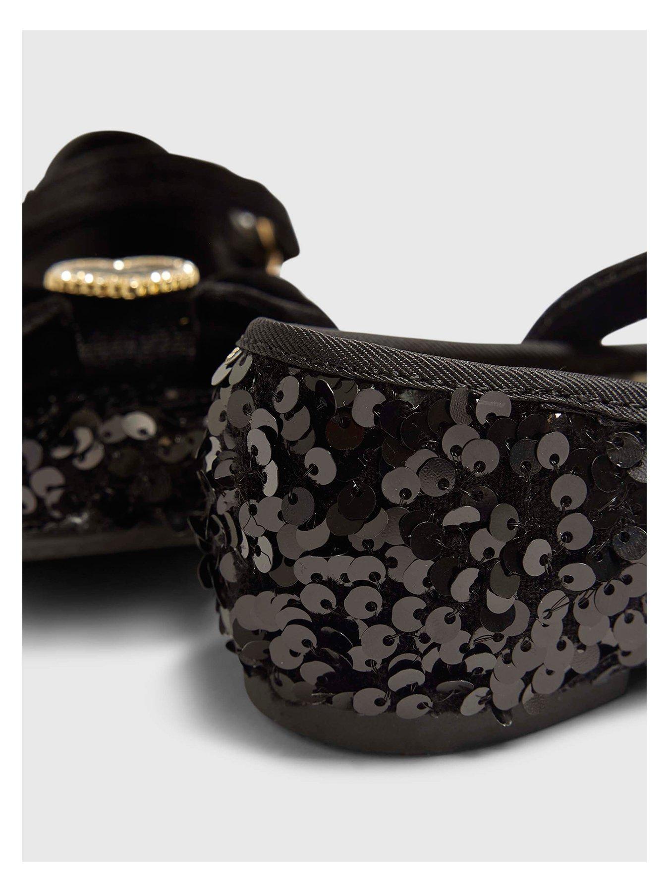  image of river-island-older-girls-bow-sequin-ballet-pumps-black