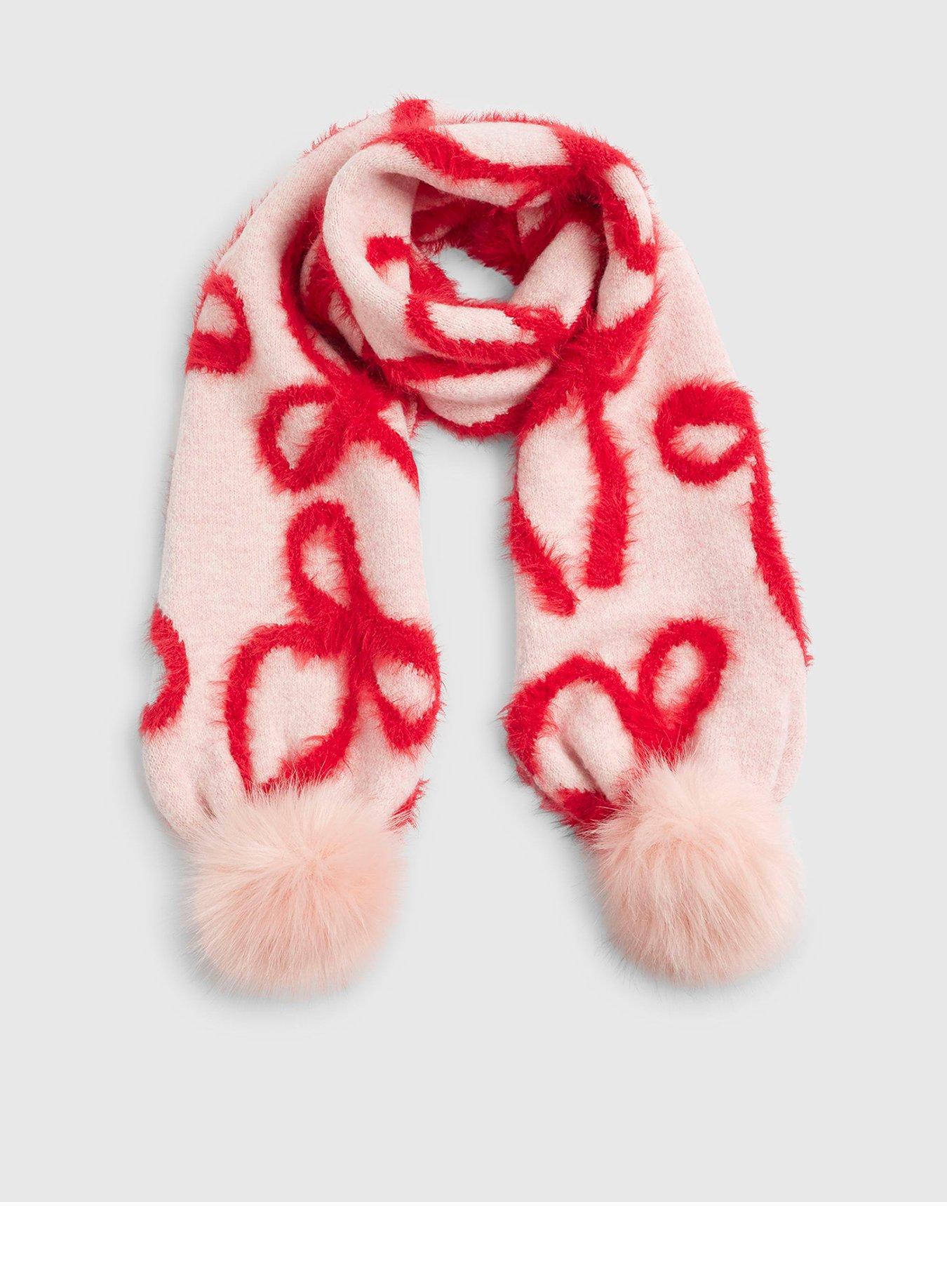 River Island Older Girls Bow Pom Pom Scarf - Pink