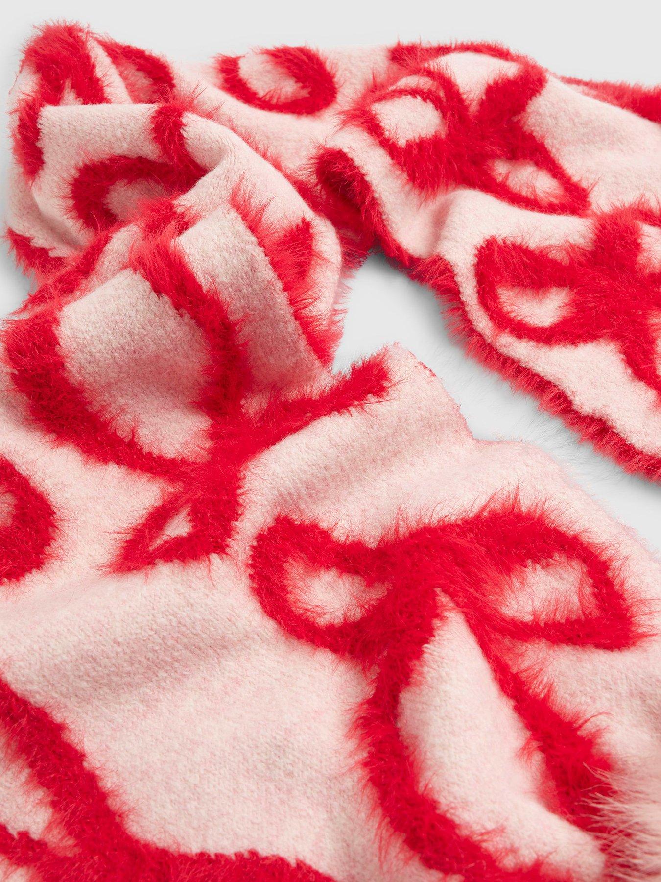  image of river-island-older-girls-bow-pom-pom-scarf-pink