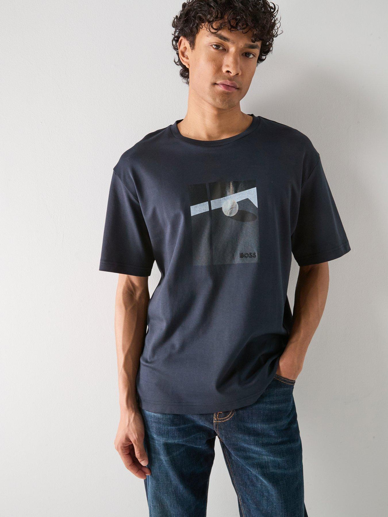 BOSS Ts_Join Relaxed Fit Graphic T-Shirt - Dark Blue