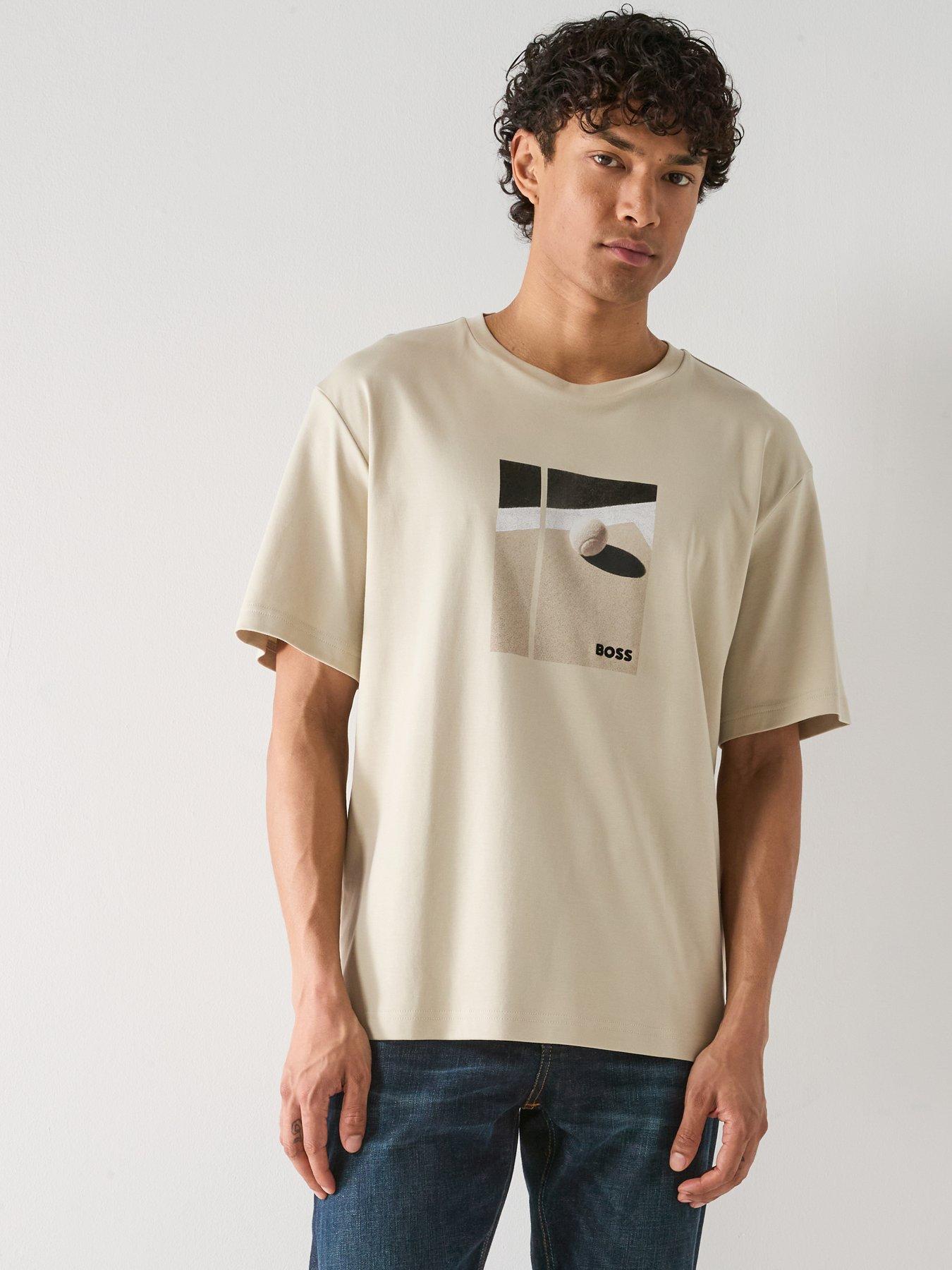 Image 1 of 6 of BOSS Ts_Join Relaxed Fit Graphic T-Shirt - Light Beige