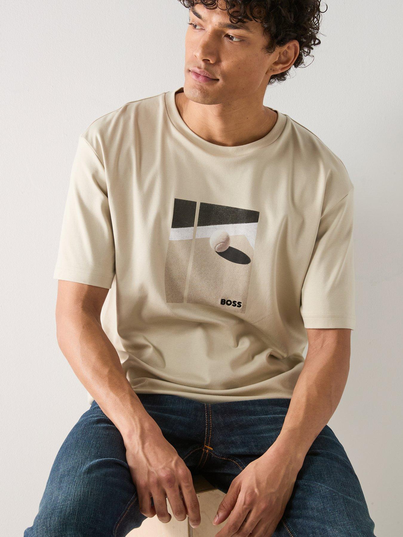 Image 5 of 6 of BOSS Ts_Join Relaxed Fit Graphic T-Shirt - Light Beige