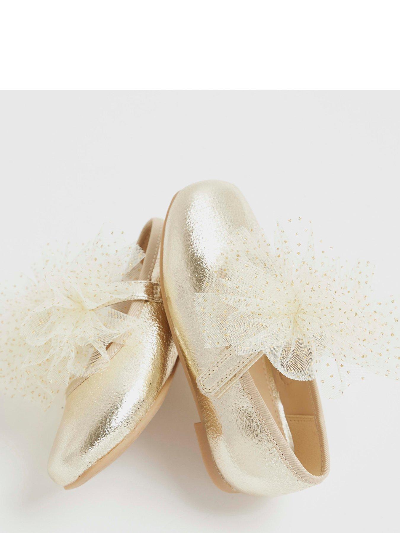  image of river-island-mini-girls-organza-bow-shoes-gold