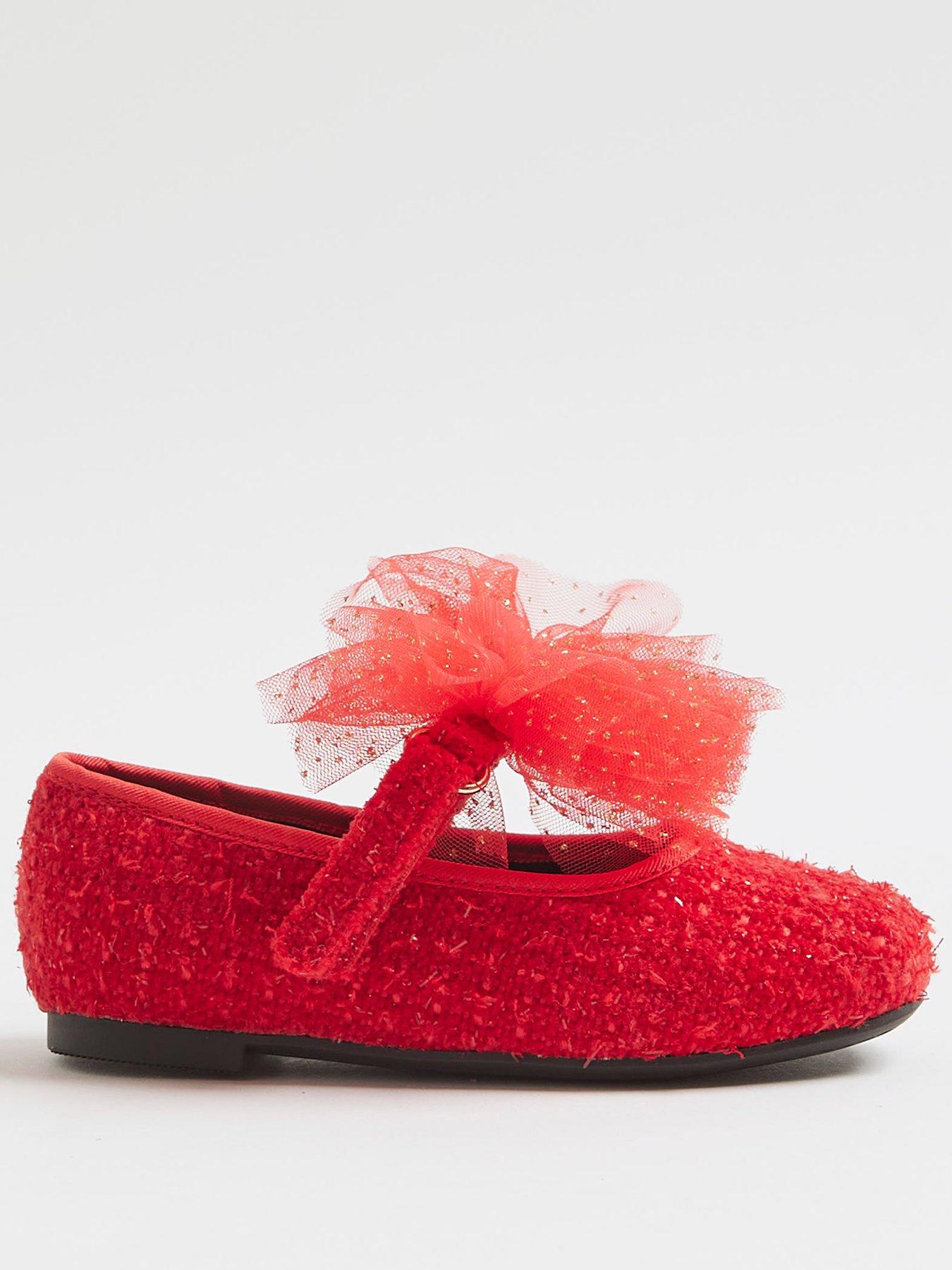 River Island Mini Girls Organza Bow Shoes - Red