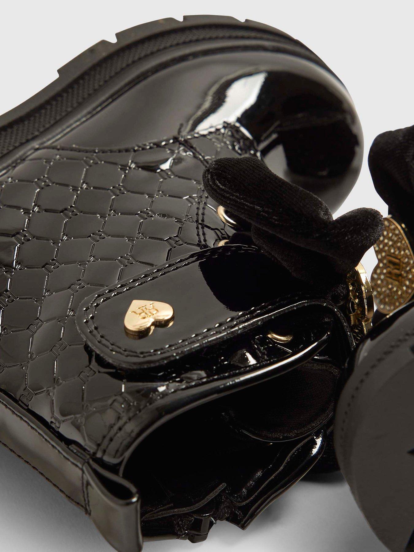  image of river-island-mini-girls-patent-monogram-heart-boots-black