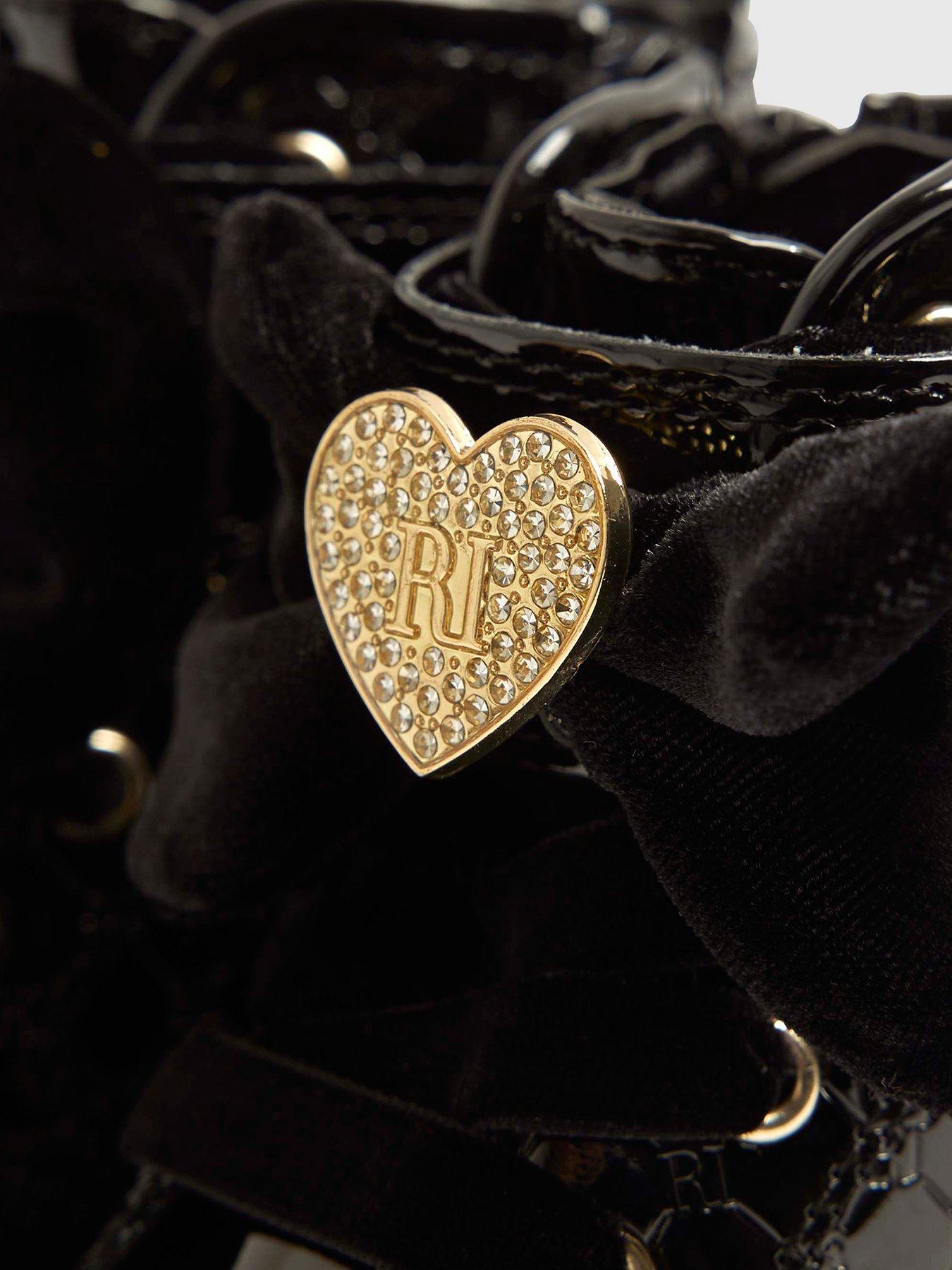 image of river-island-mini-girls-patent-monogram-heart-boots-black