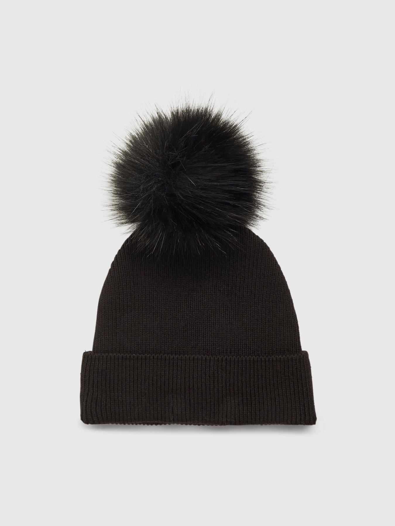  image of river-island-older-boys-monogram-beanie-hat-black